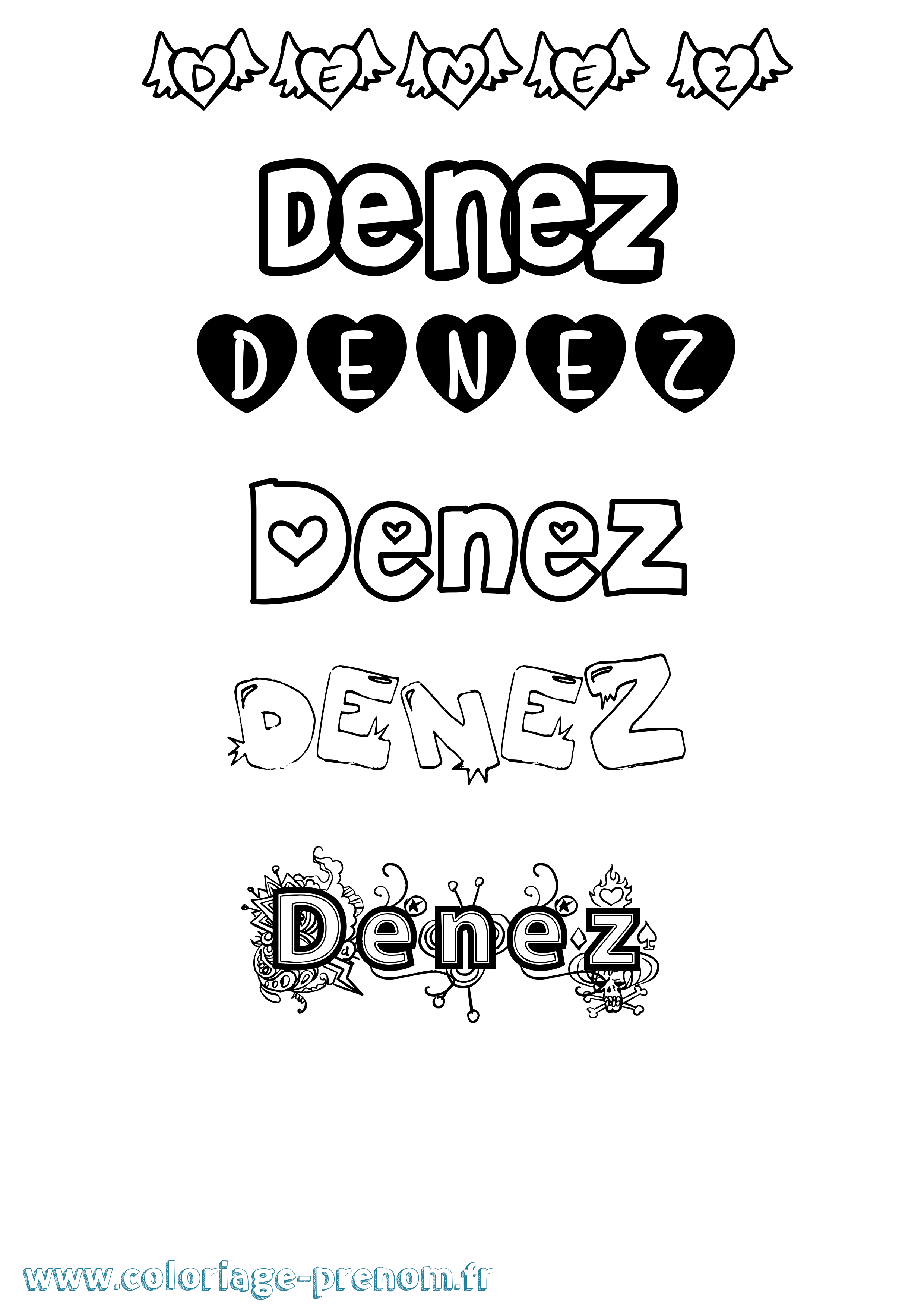 Coloriage Denez Girly Coloriage prénom Denez Girly