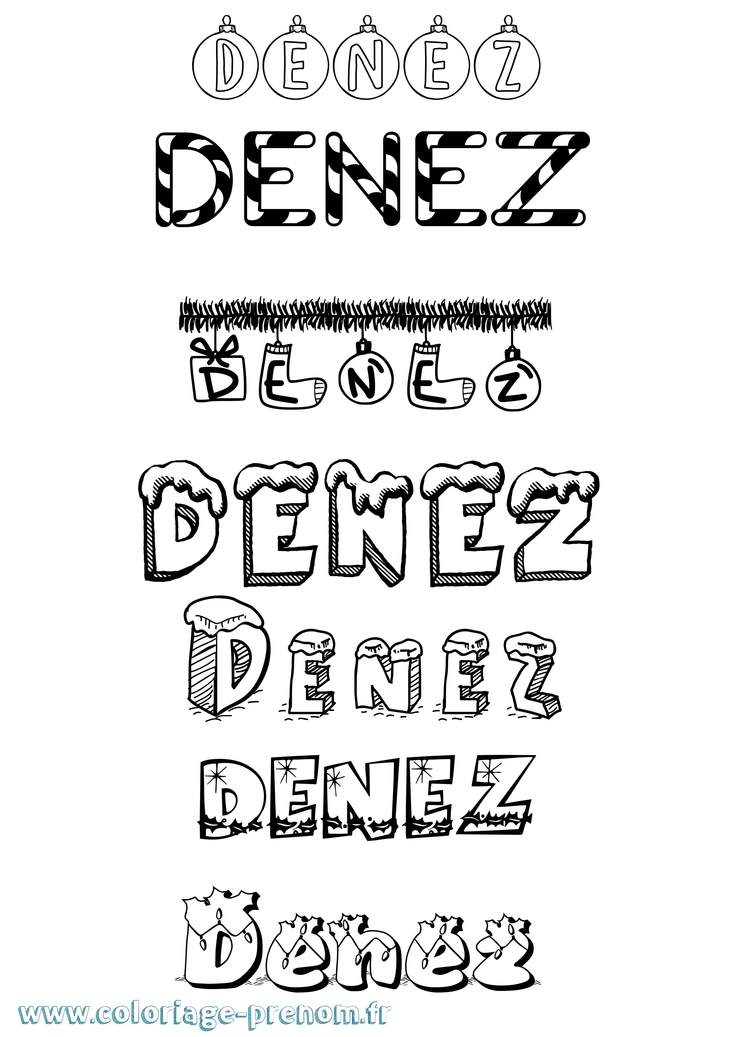 Coloriage Denez Noël Coloriage prénom Denez Noël