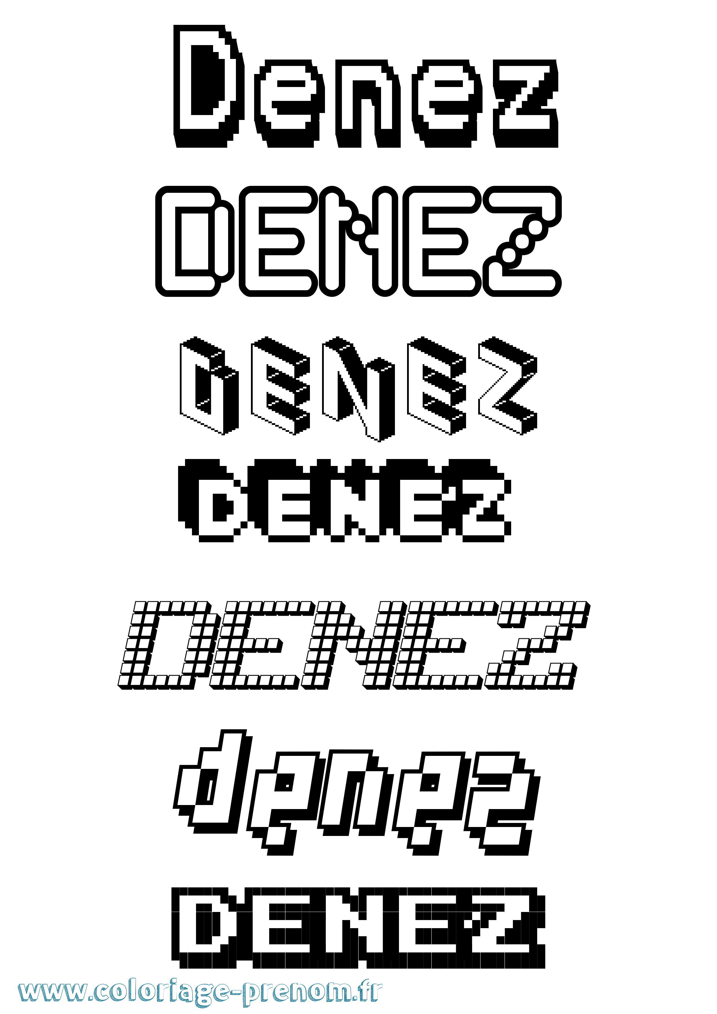 Coloriage prénom Denez Pixel
