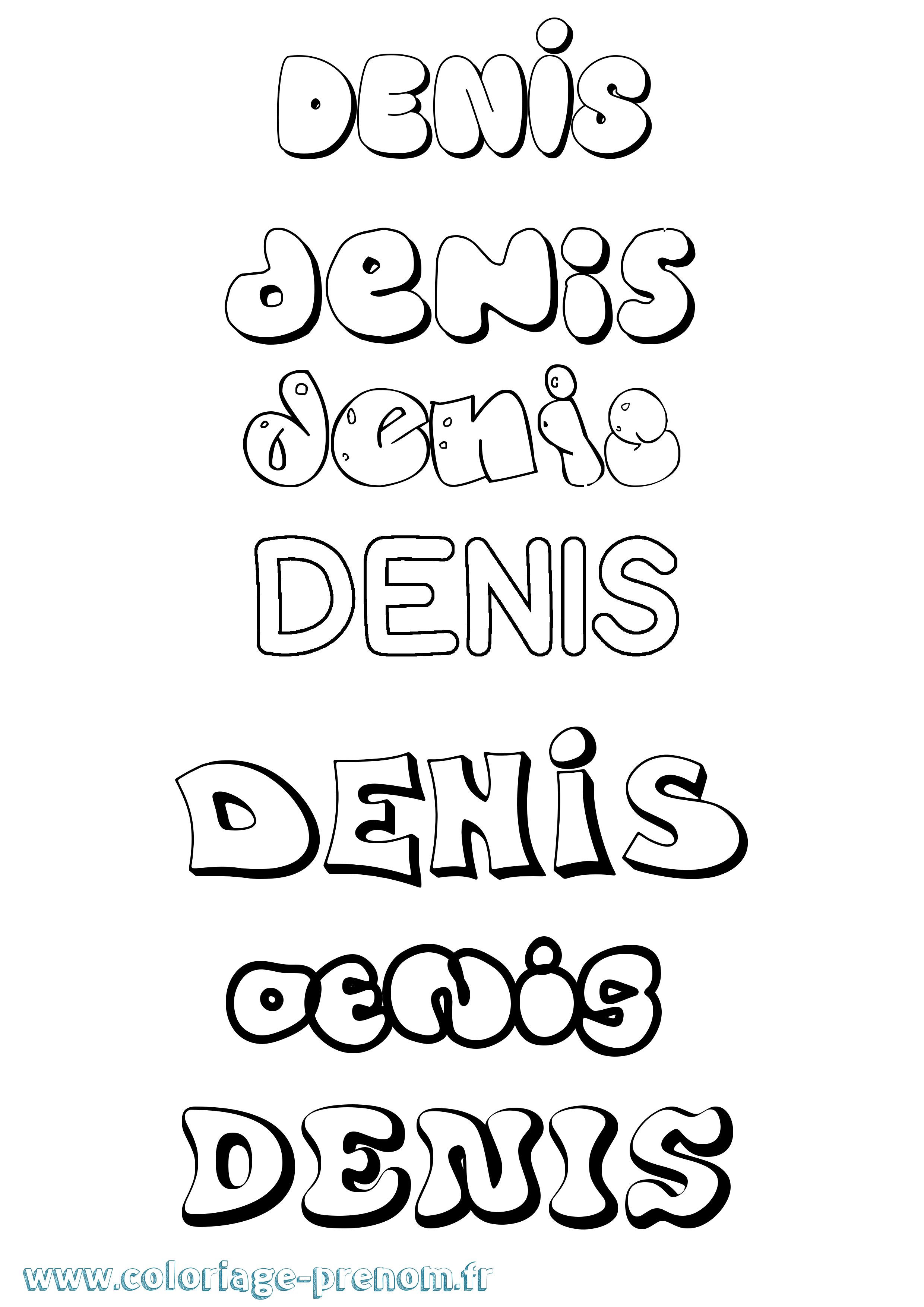 Coloriage Denis Bubble Coloriage prénom Denis Bubble