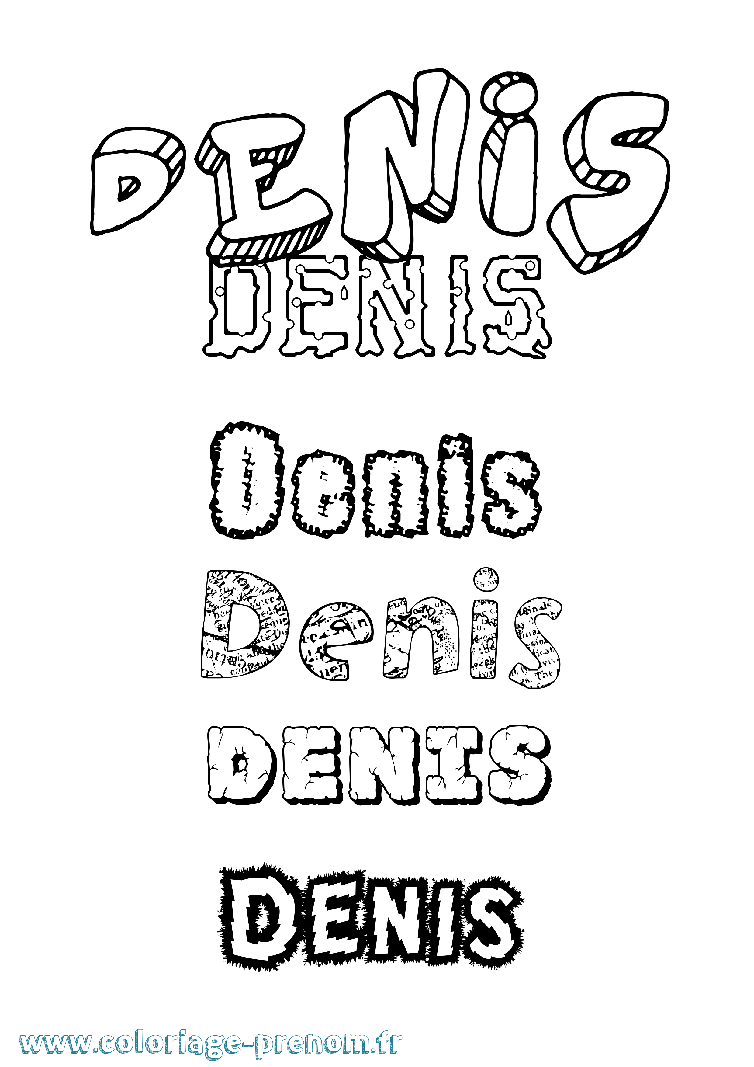 Coloriage Denis Destructuré Coloriage prénom Denis Destructuré