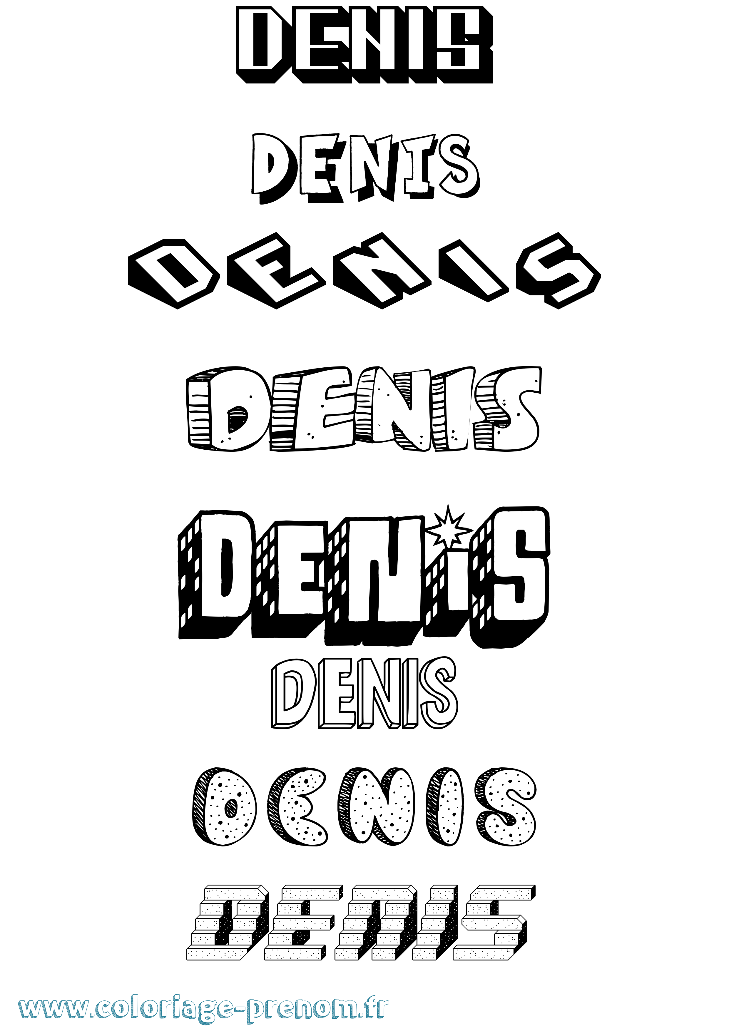 Coloriage Denis Effet 3D Coloriage prénom Denis Effet 3D