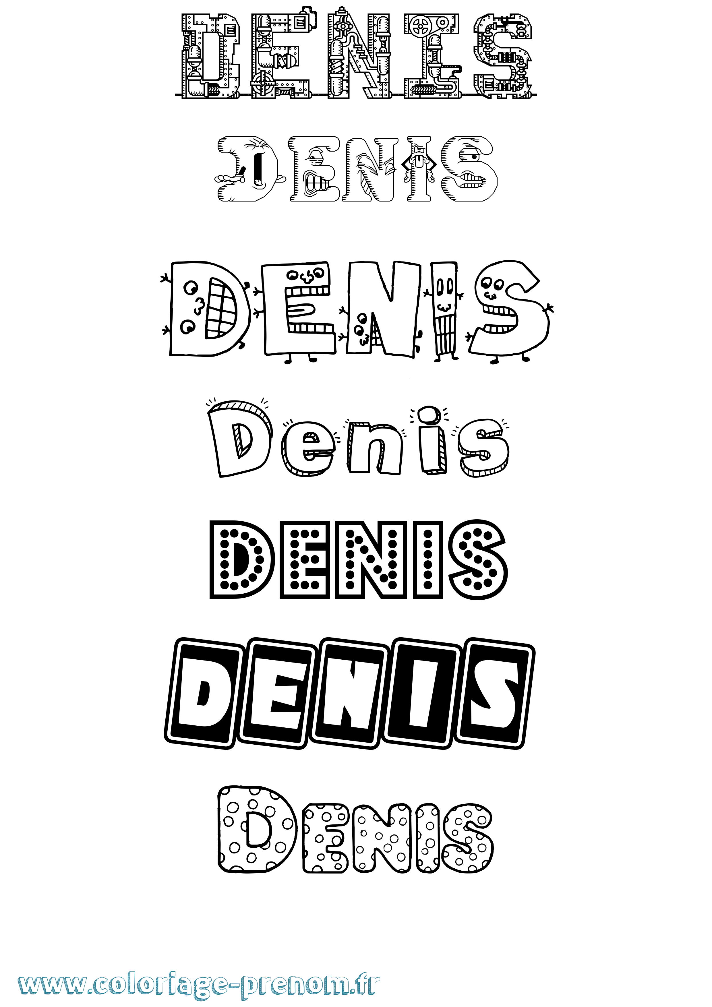 Coloriage Denis Fun Coloriage prénom Denis Fun