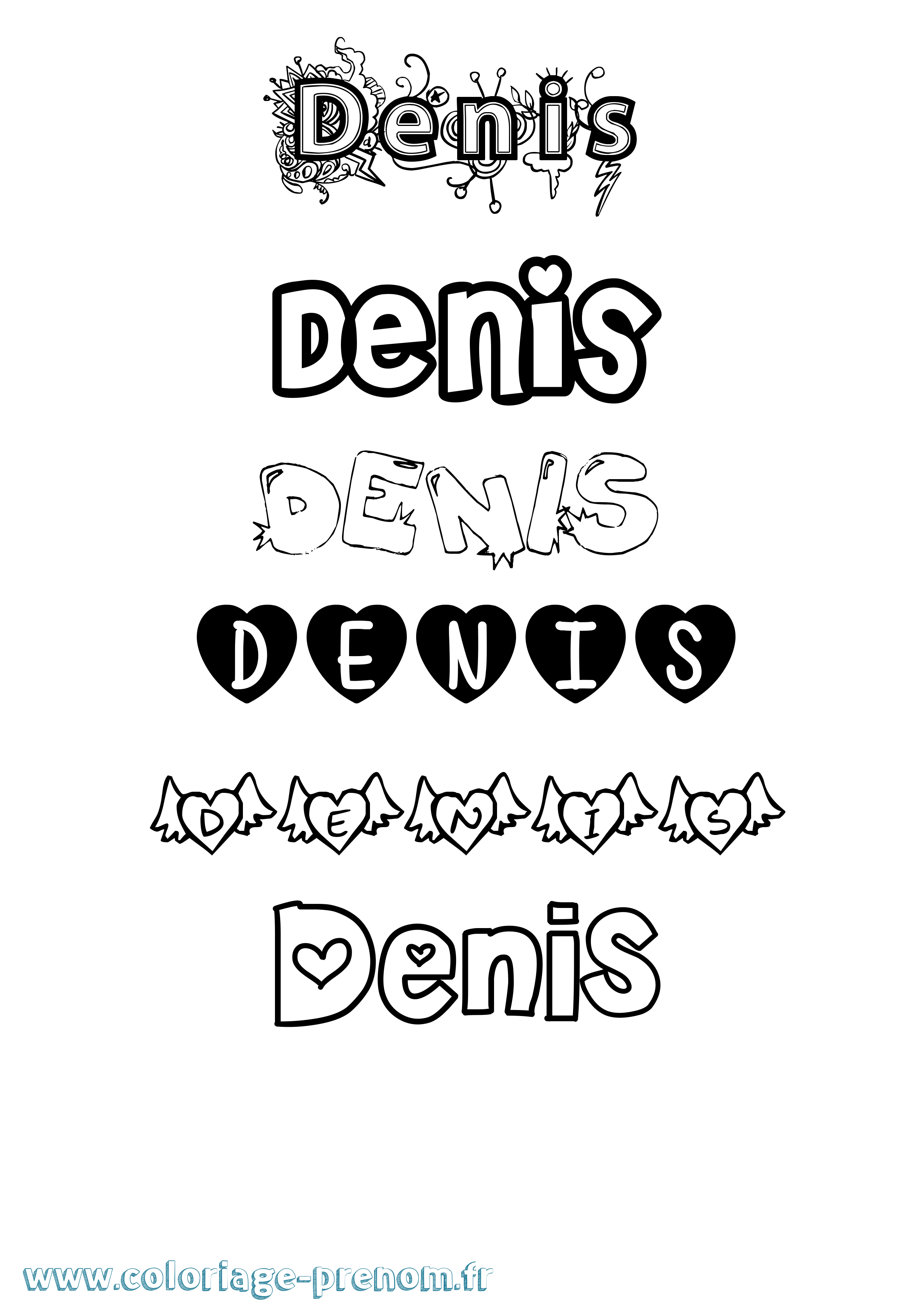 Coloriage Denis Girly Coloriage prénom Denis Girly
