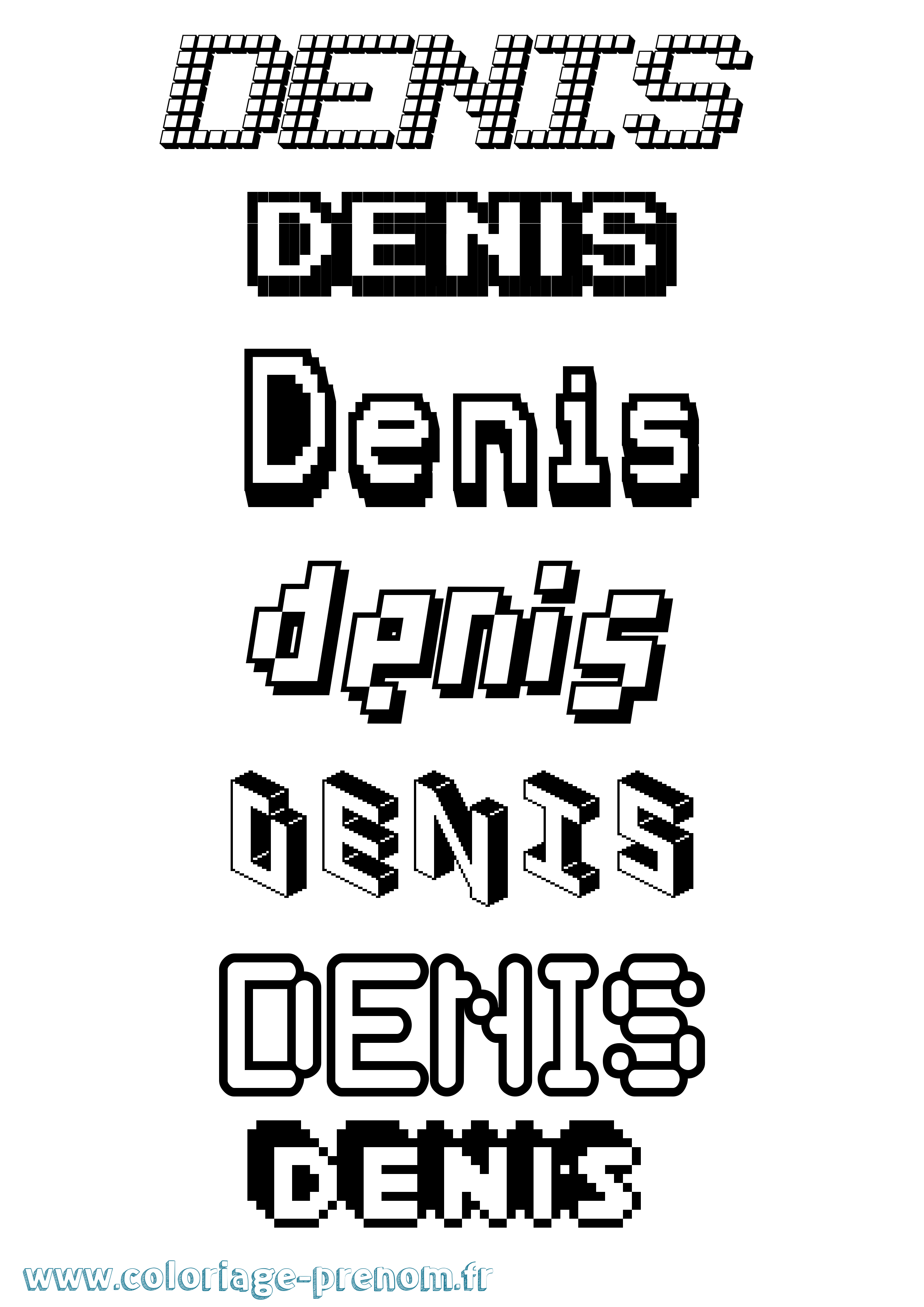 Coloriage prénom Denis Pixel