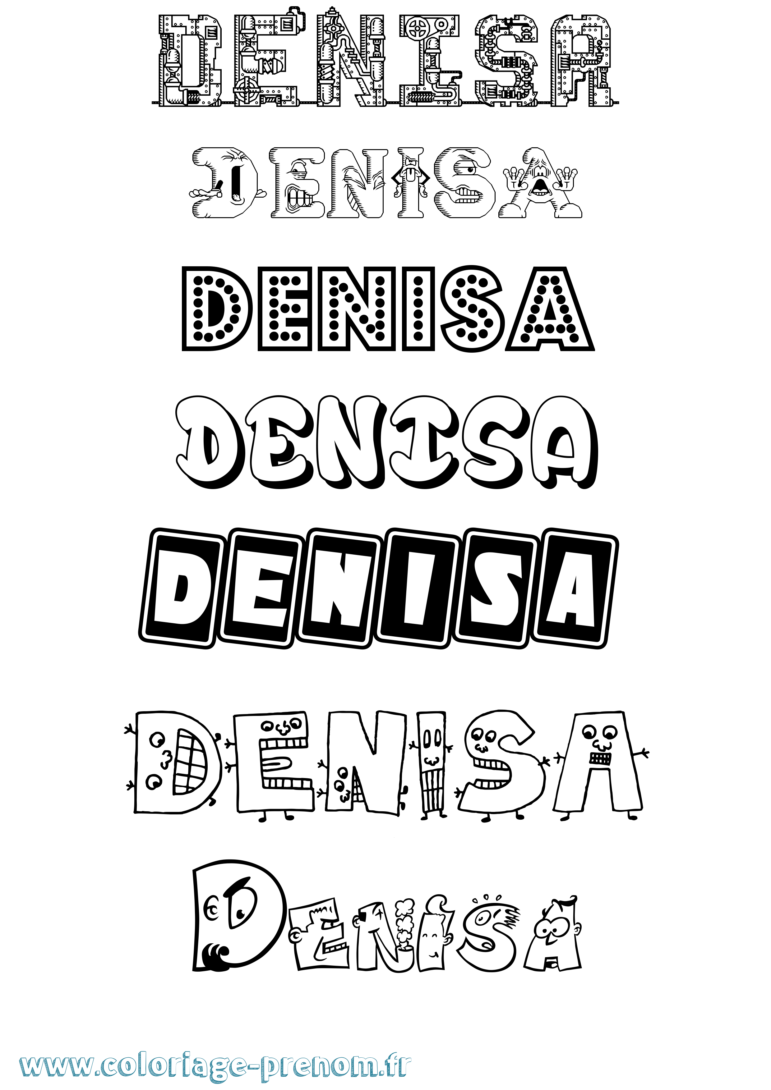 Coloriage prénom Denisa Fun