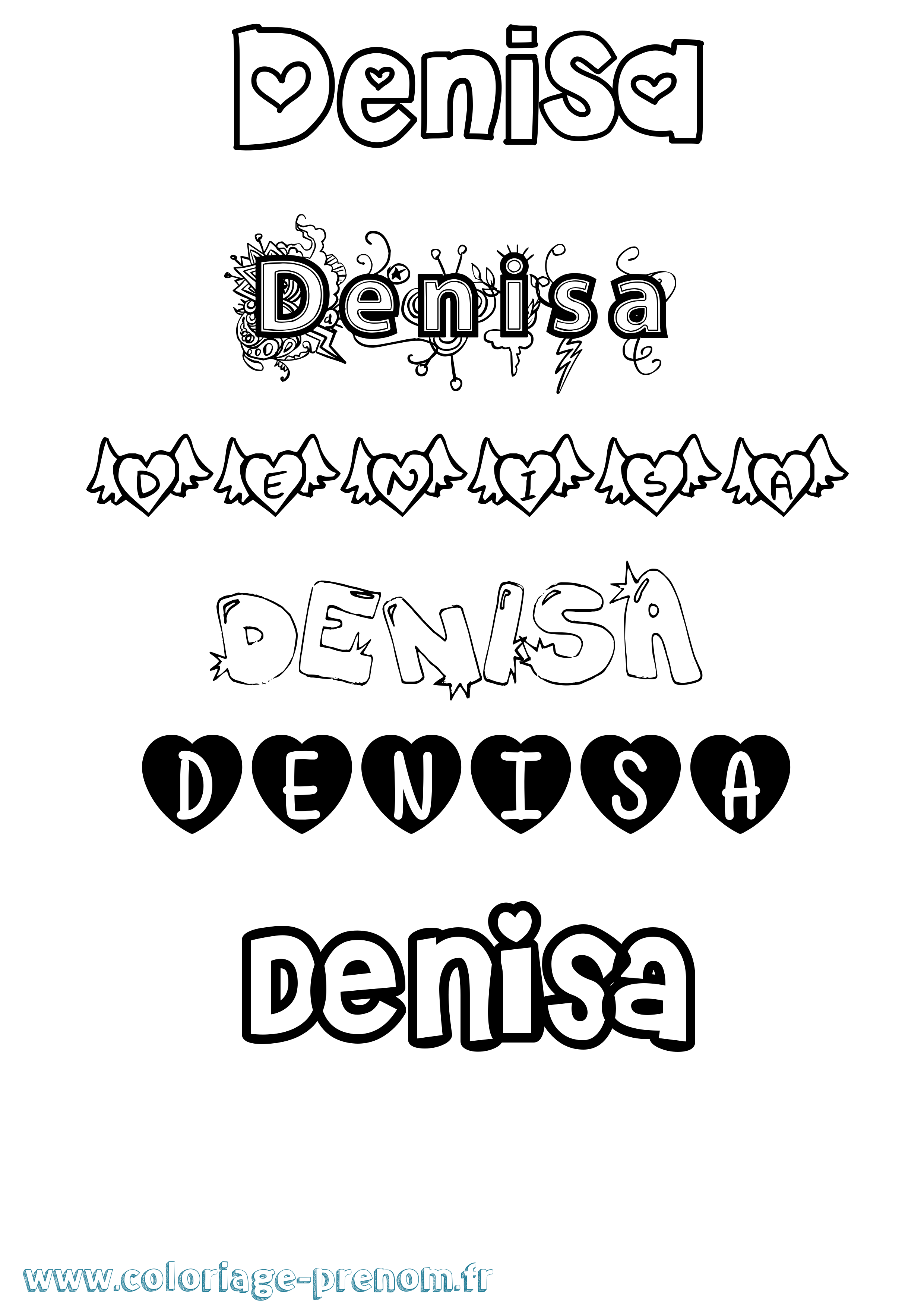 Coloriage prénom Denisa Girly