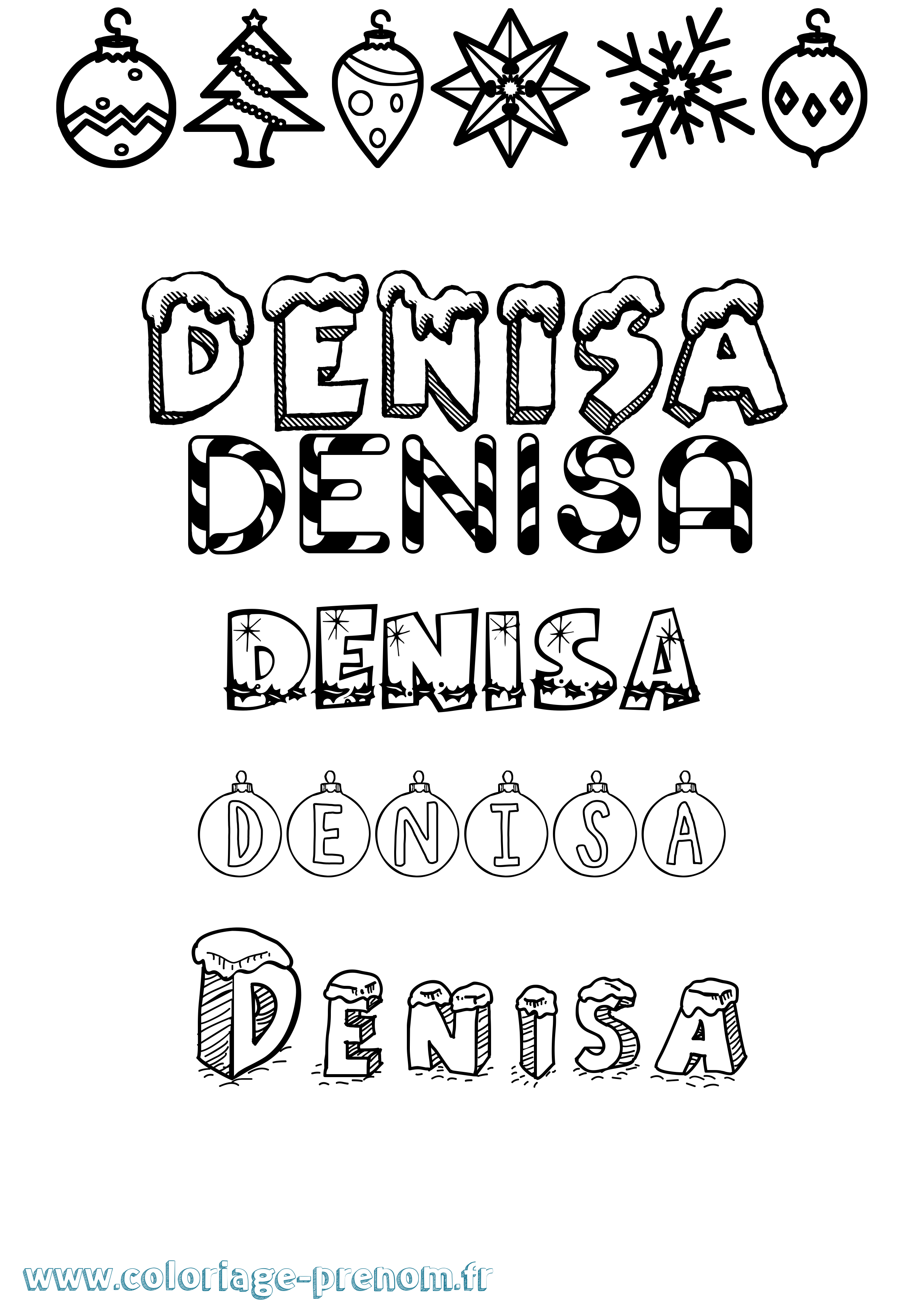 Coloriage prénom Denisa Noël