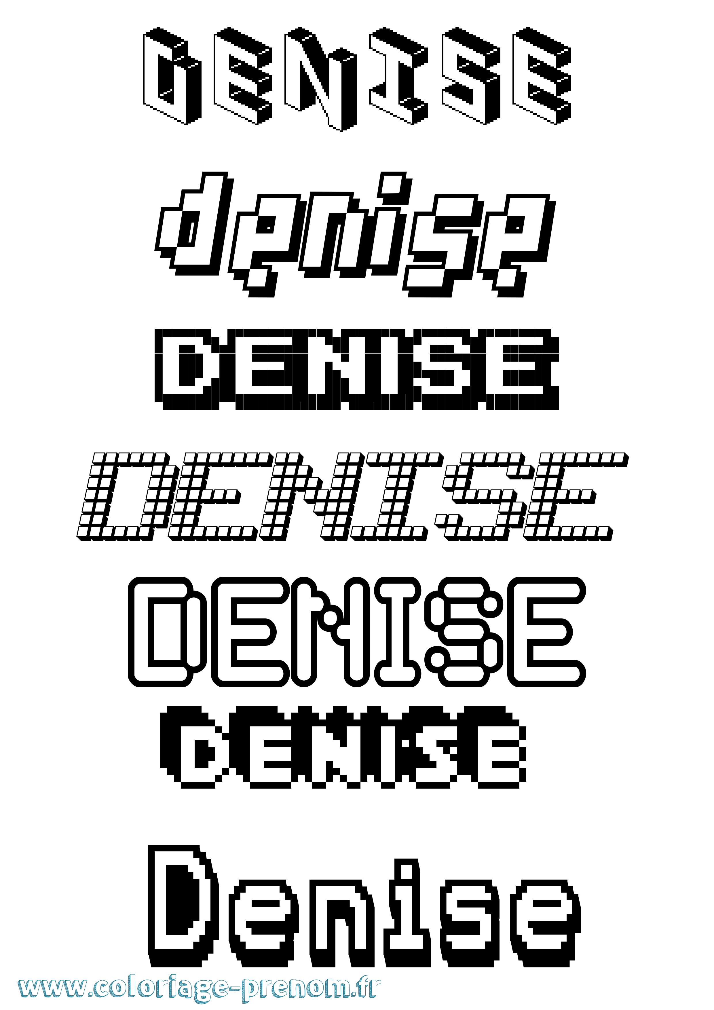 Coloriage prénom Denise Pixel