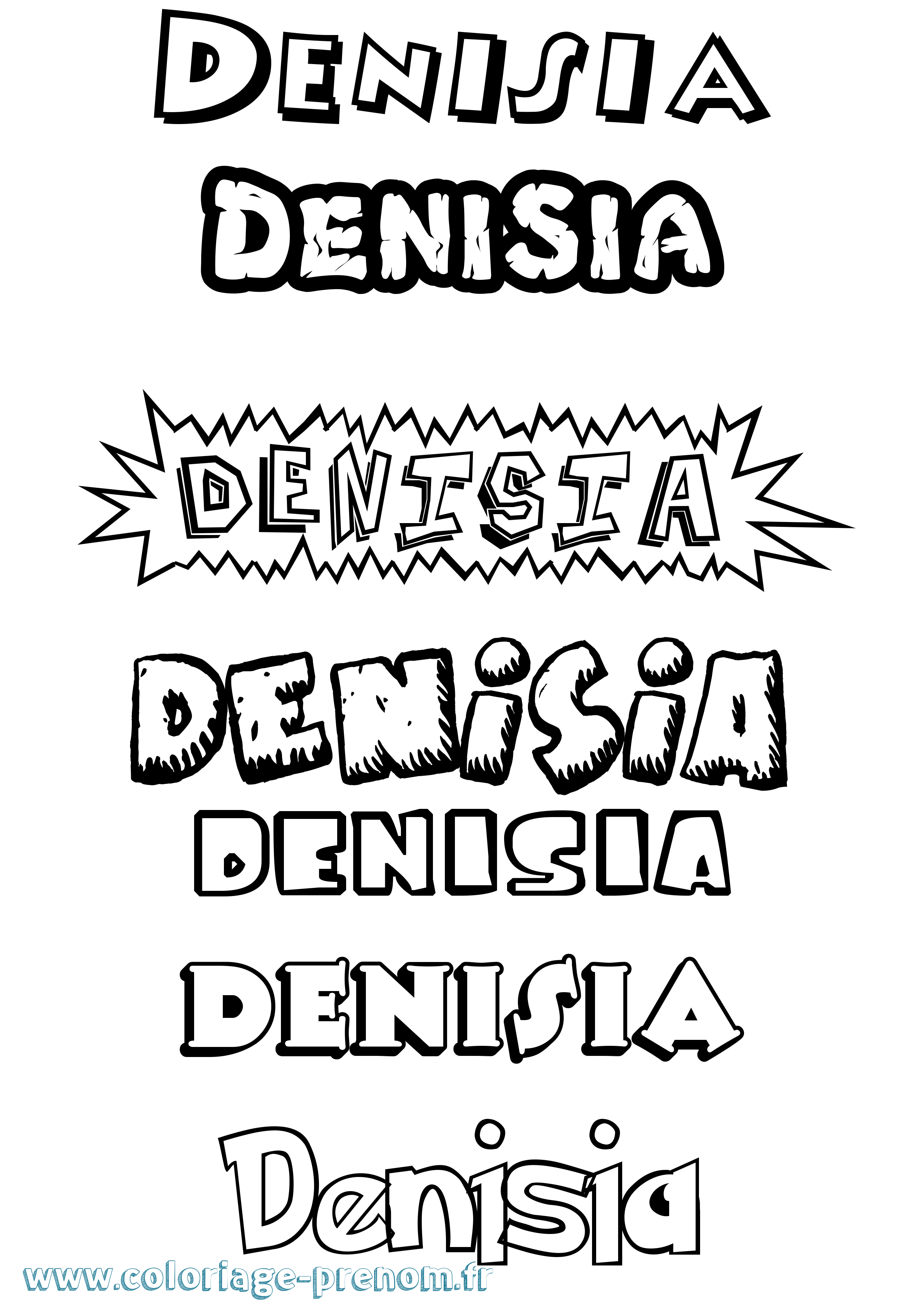 Coloriage prénom Denisia Dessin Animé
