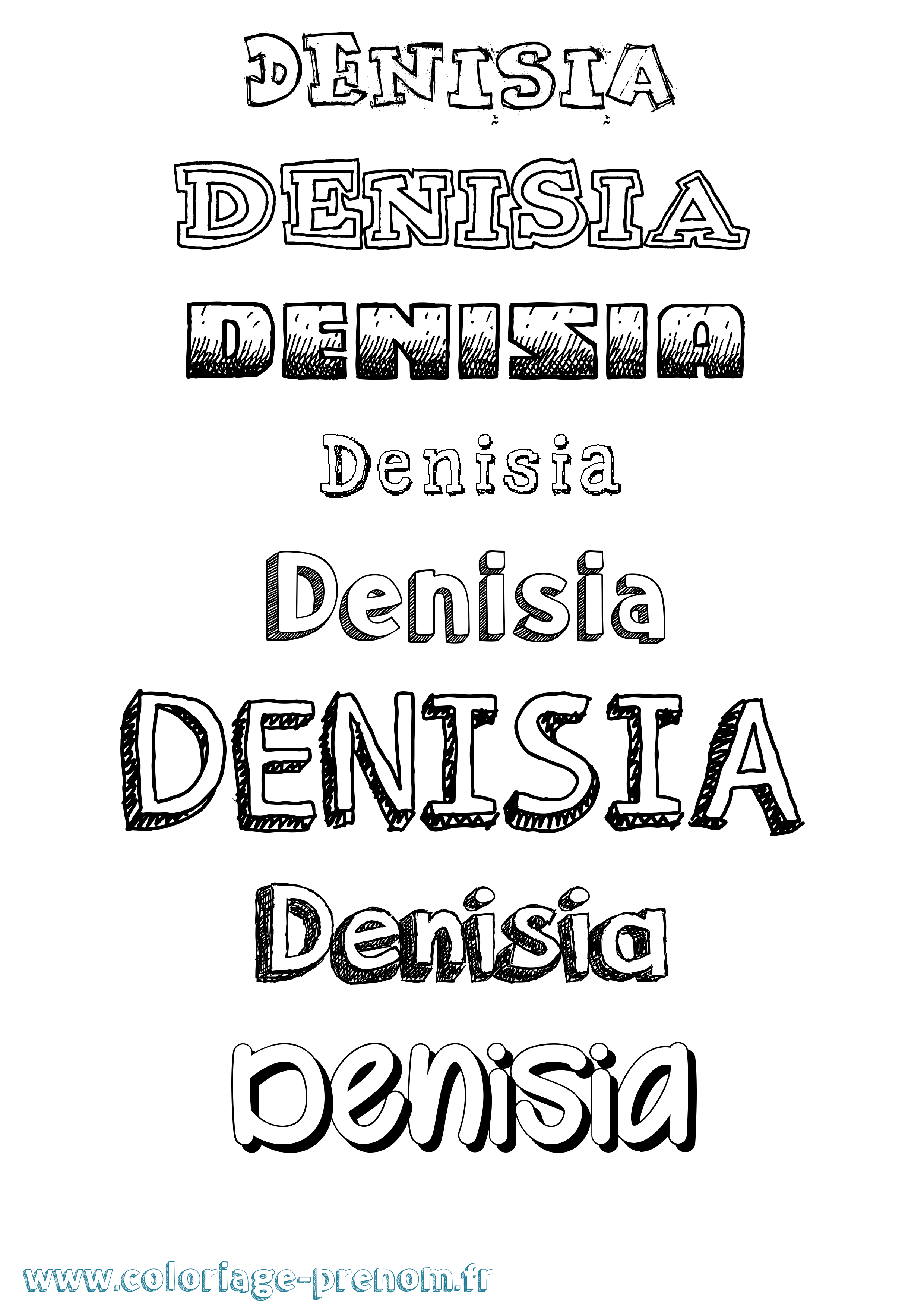 Coloriage prénom Denisia Dessiné