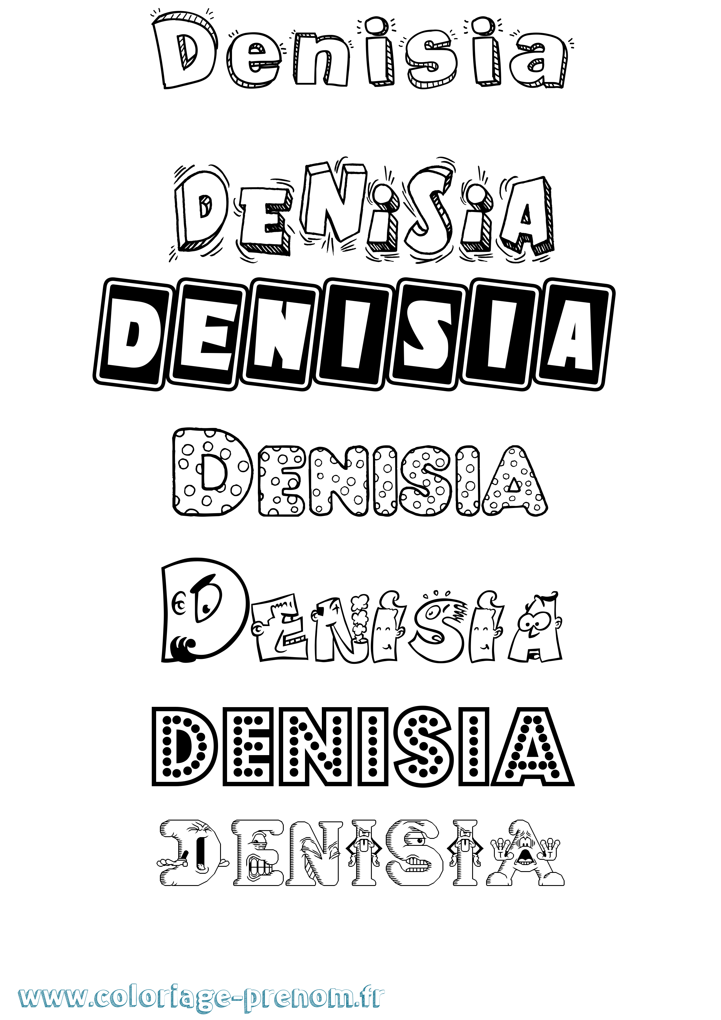 Coloriage prénom Denisia Fun