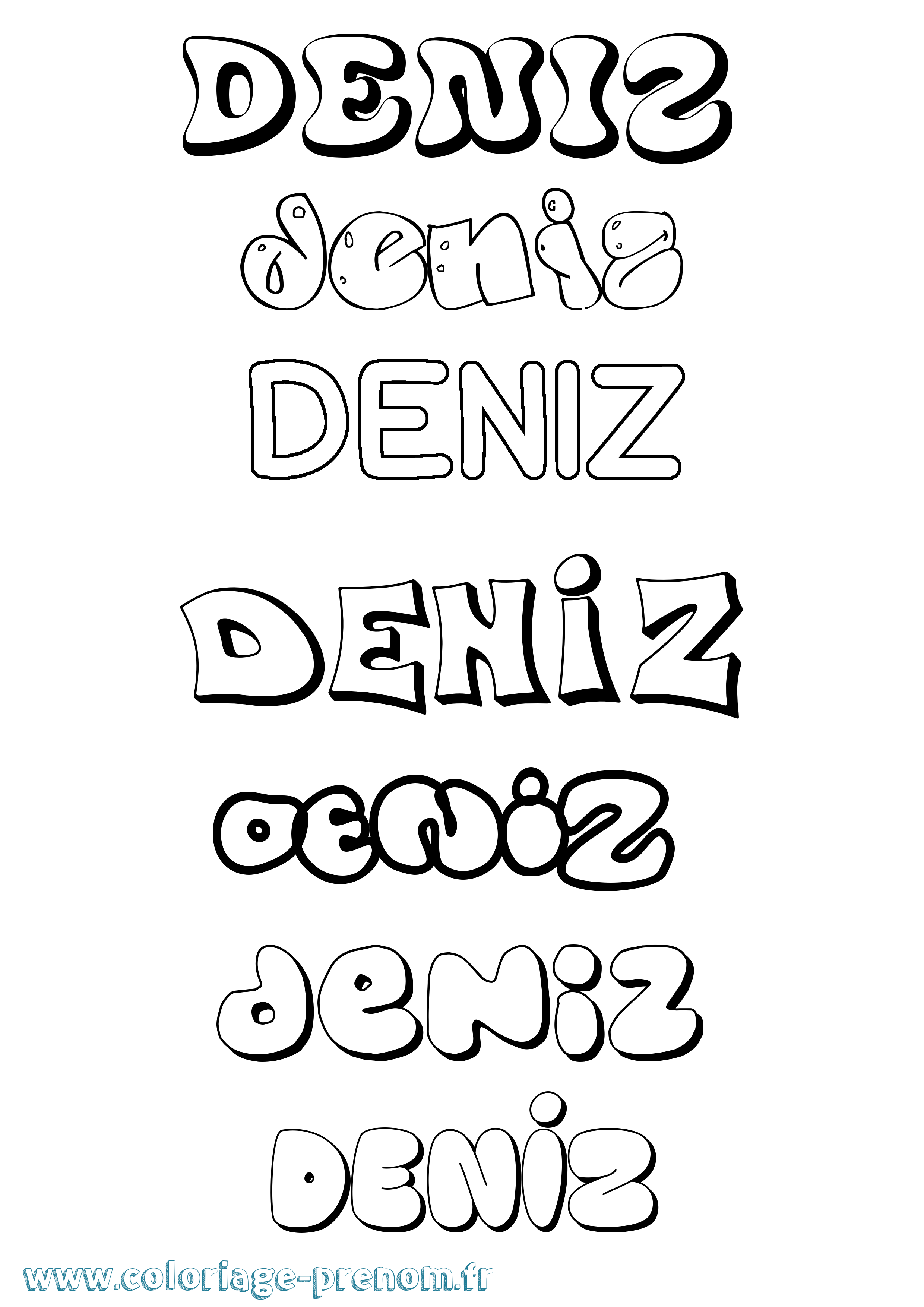 Coloriage Deniz Bubble Coloriage prénom Deniz Bubble