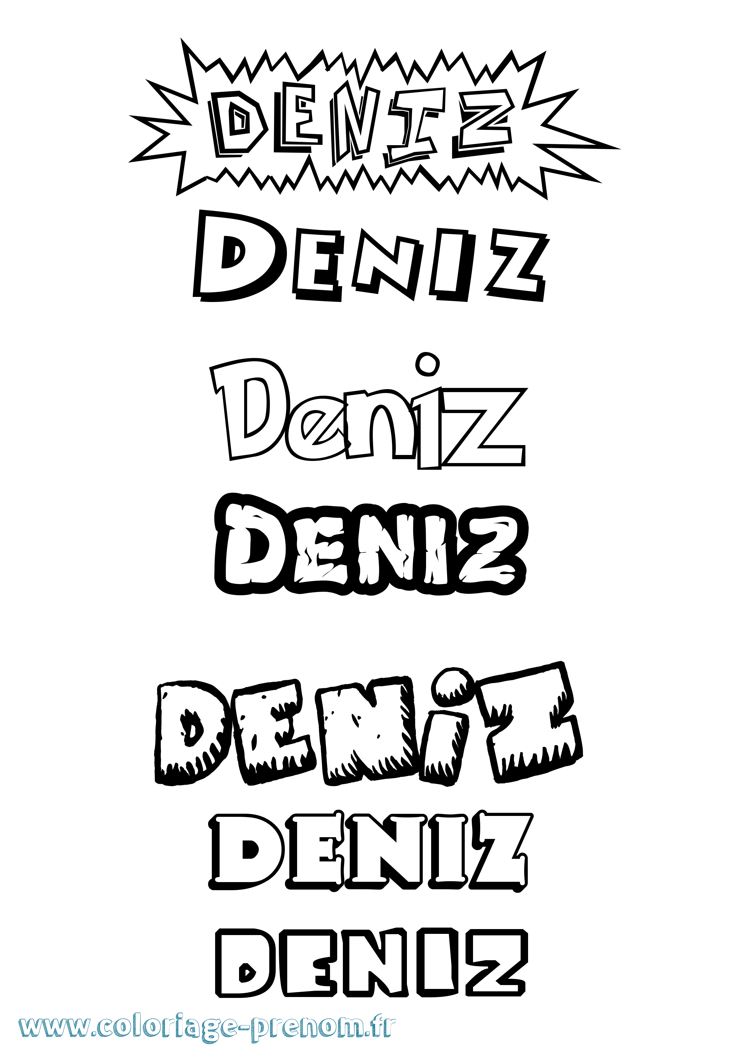 Coloriage Deniz Dessin Animé Coloriage prénom Deniz Dessin Animé
