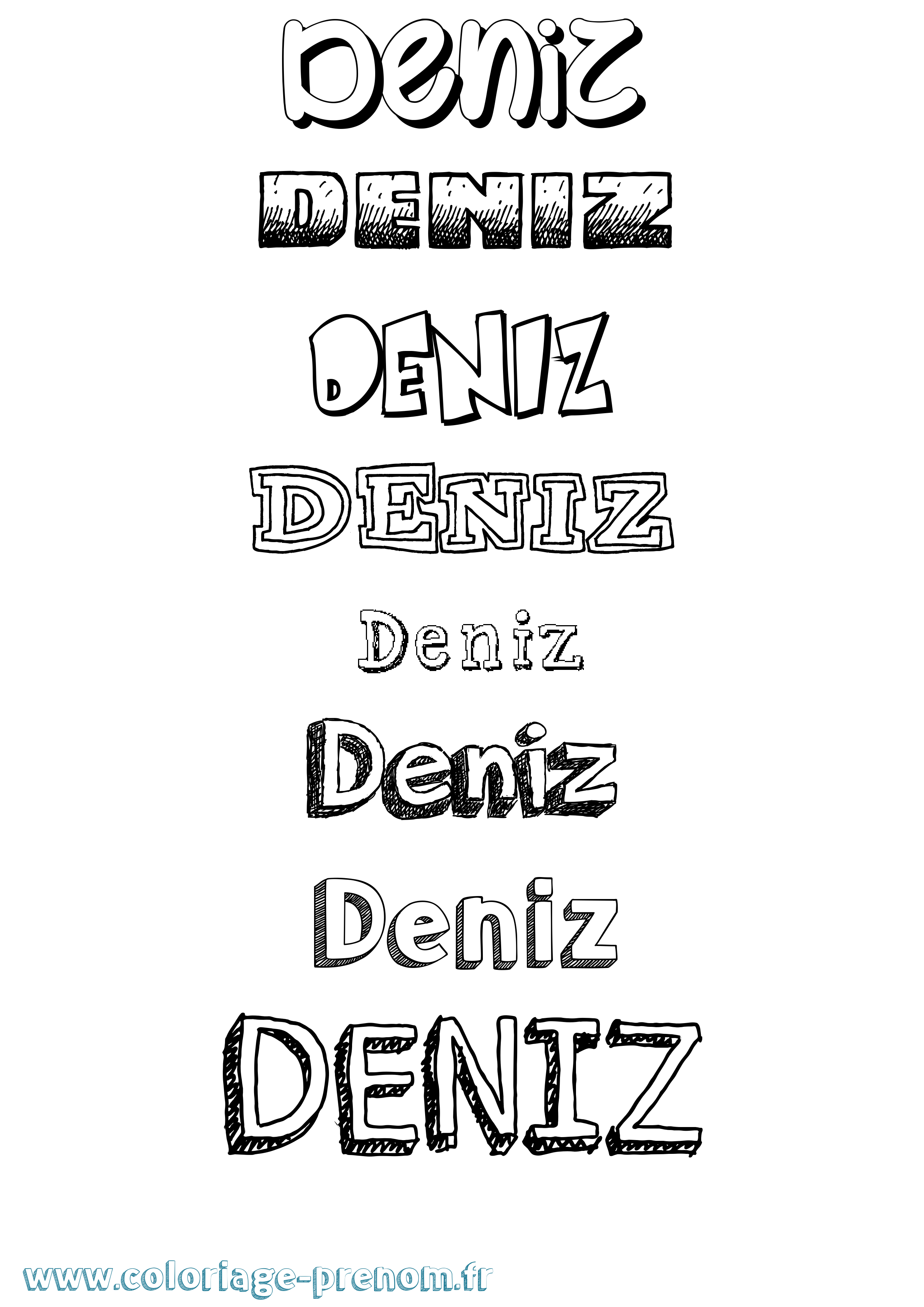 Coloriage Deniz Dessiné Coloriage prénom Deniz Dessiné