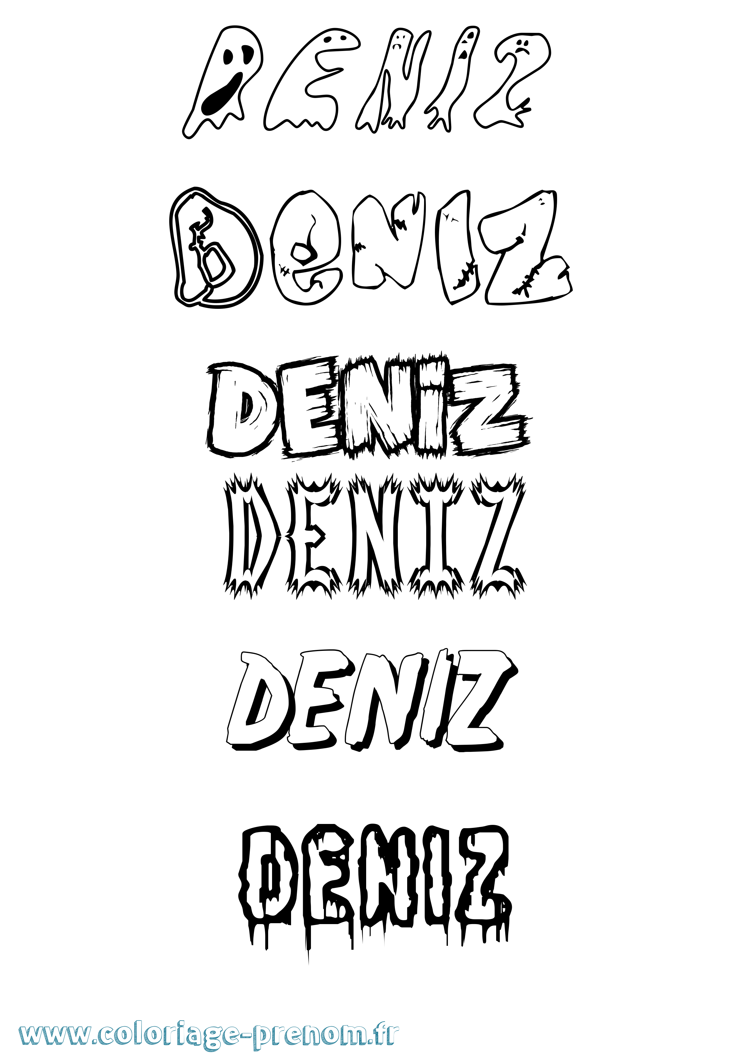 Coloriage Deniz Frisson Coloriage prénom Deniz Frisson