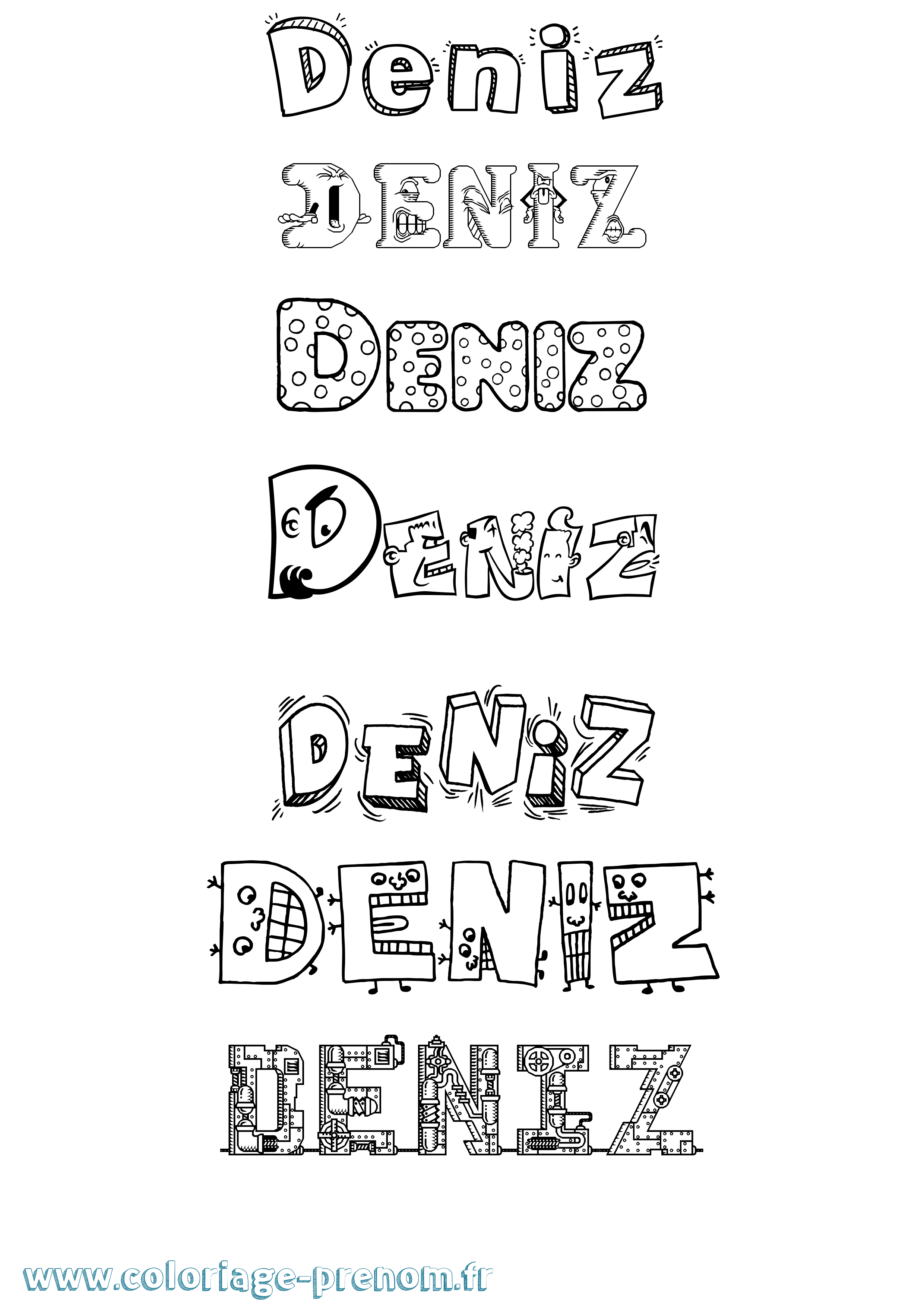 Coloriage Deniz Fun Coloriage prénom Deniz Fun