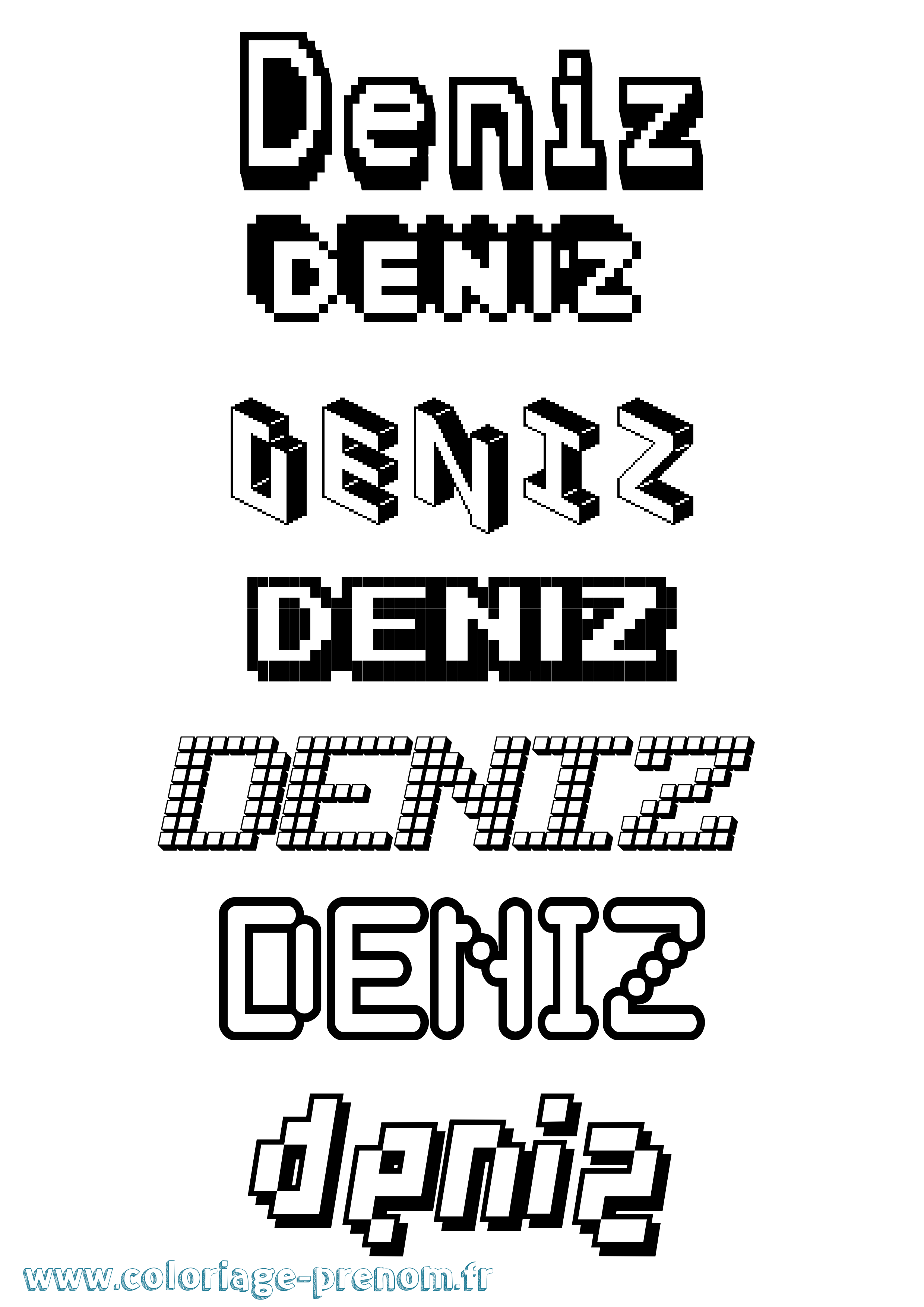 Coloriage Deniz Pixel Coloriage prénom Deniz Pixel