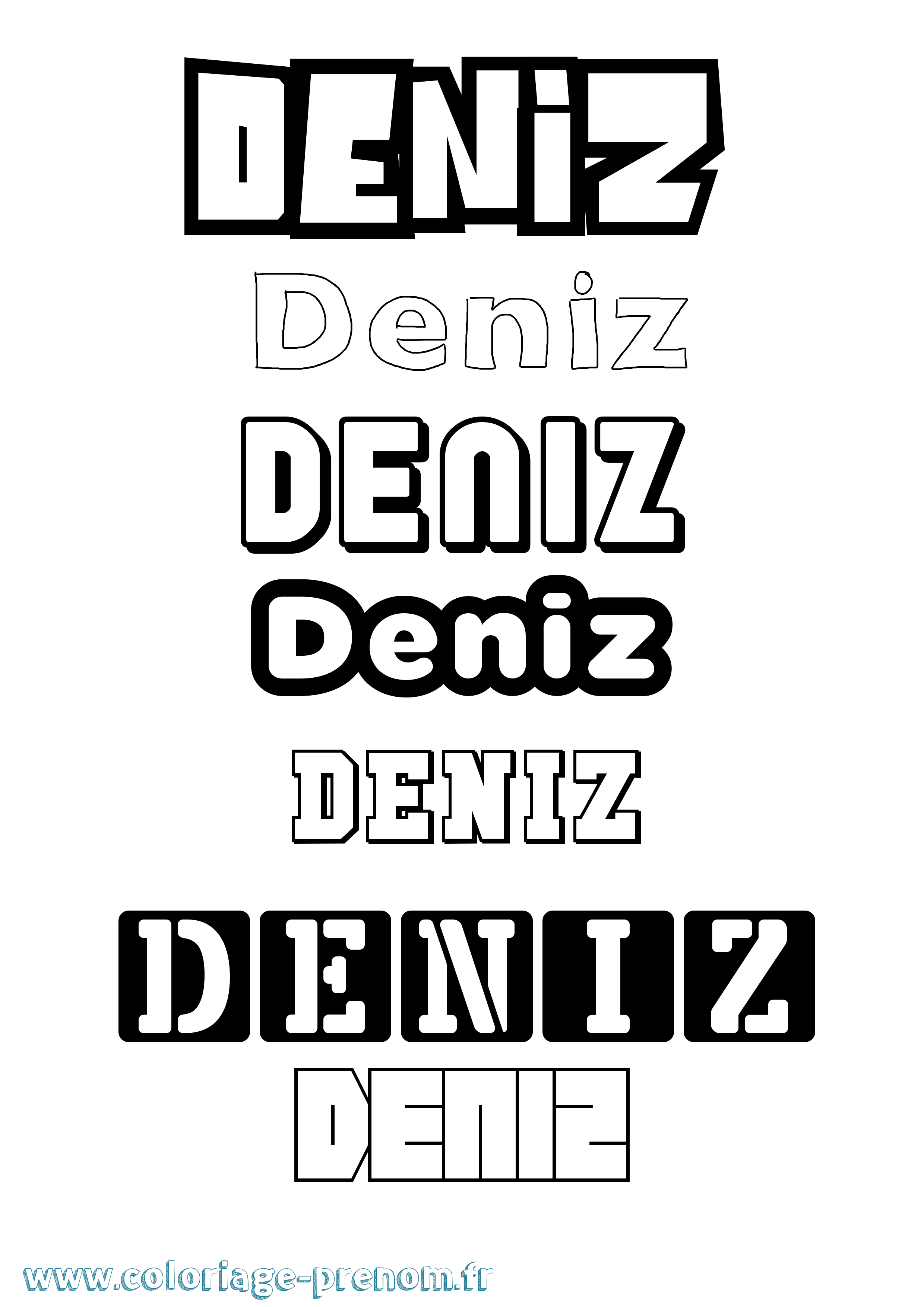 Coloriage Deniz Simple Coloriage prénom Deniz Simple