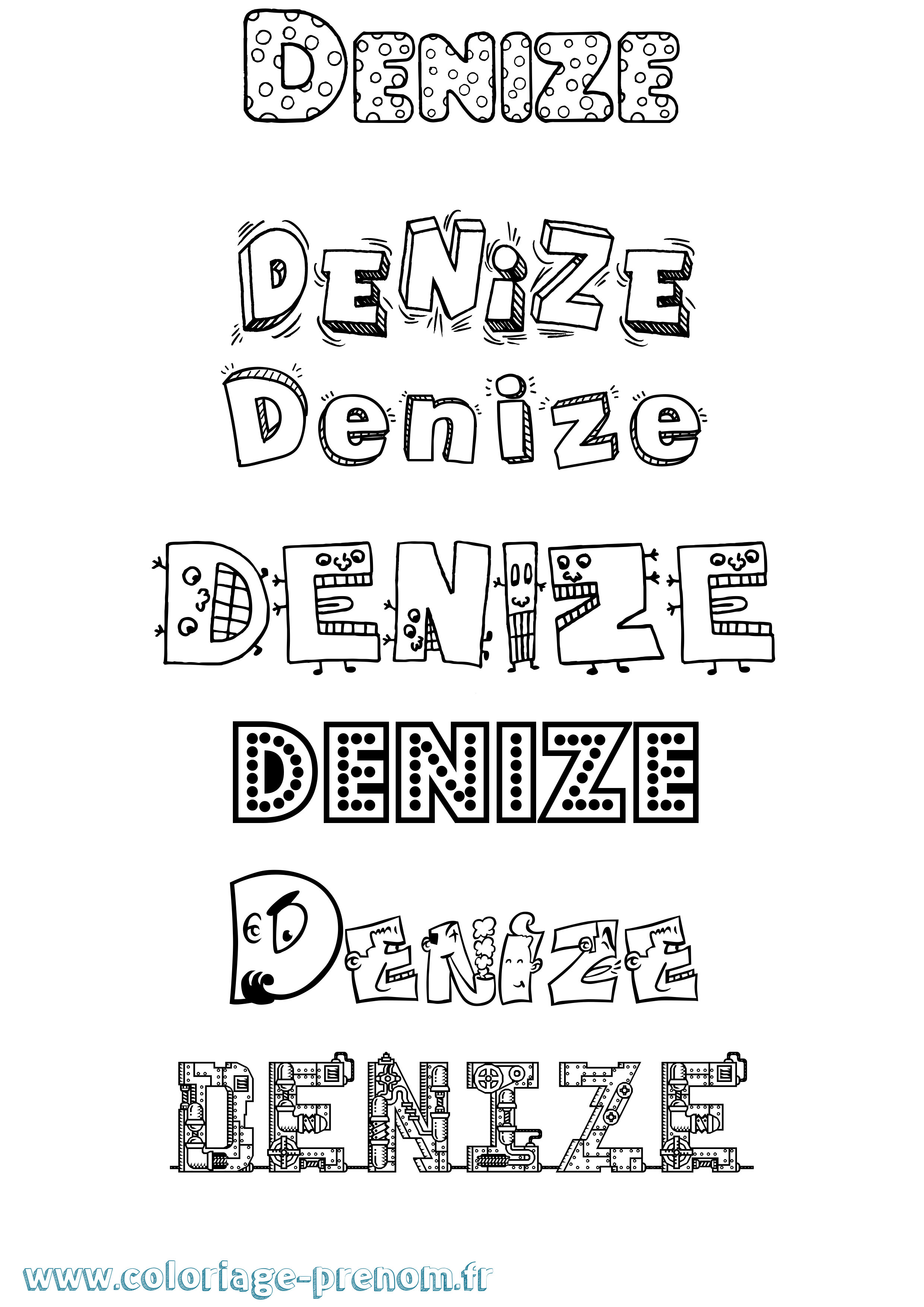 Coloriage prénom Denize Fun