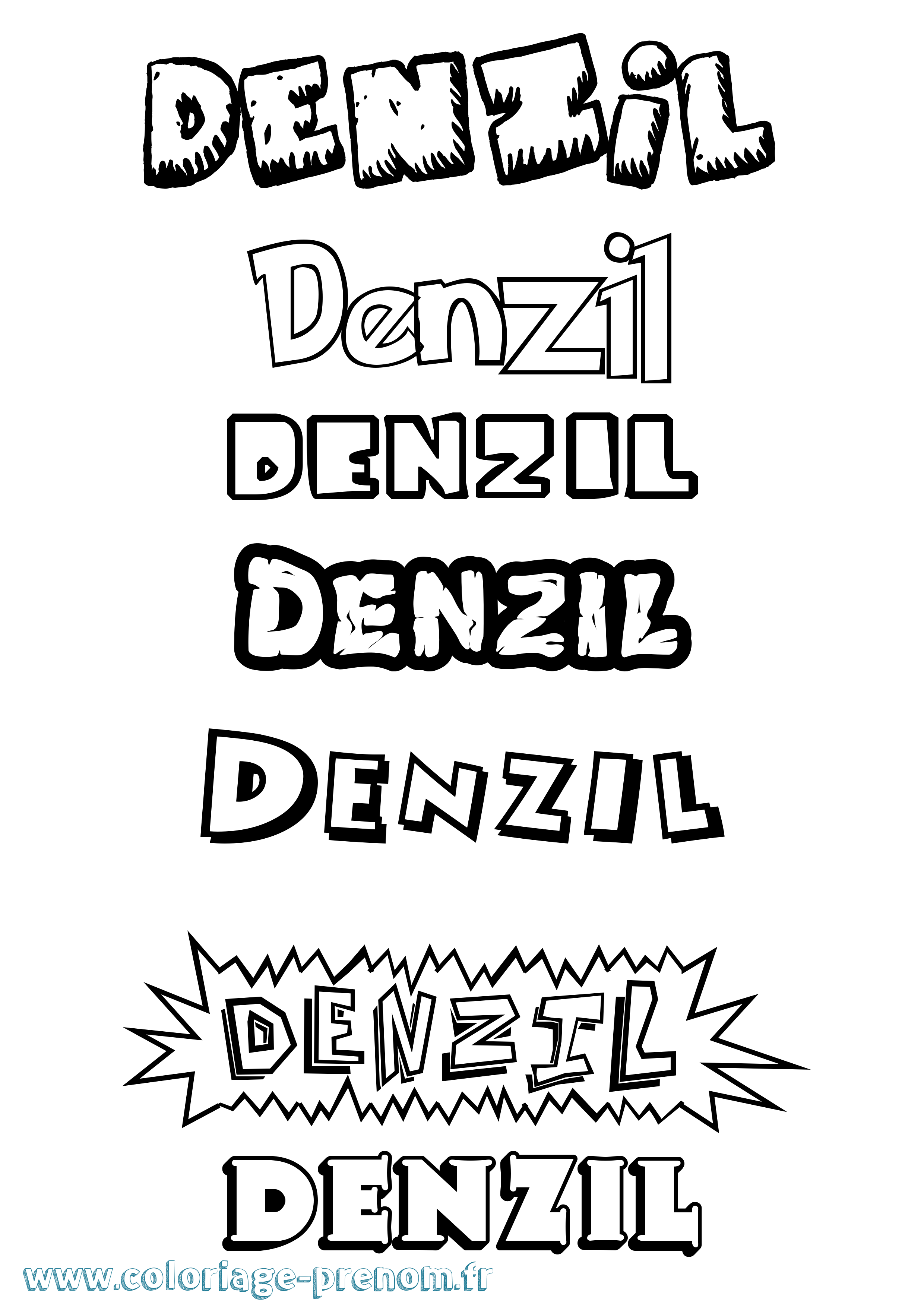 Coloriage prénom Denzil Dessin Animé