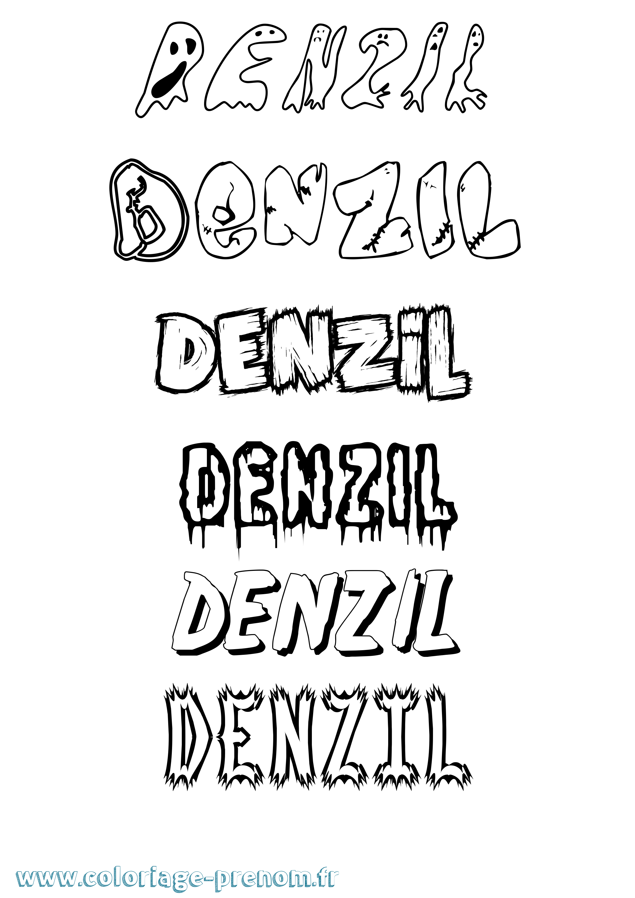 Coloriage prénom Denzil Frisson