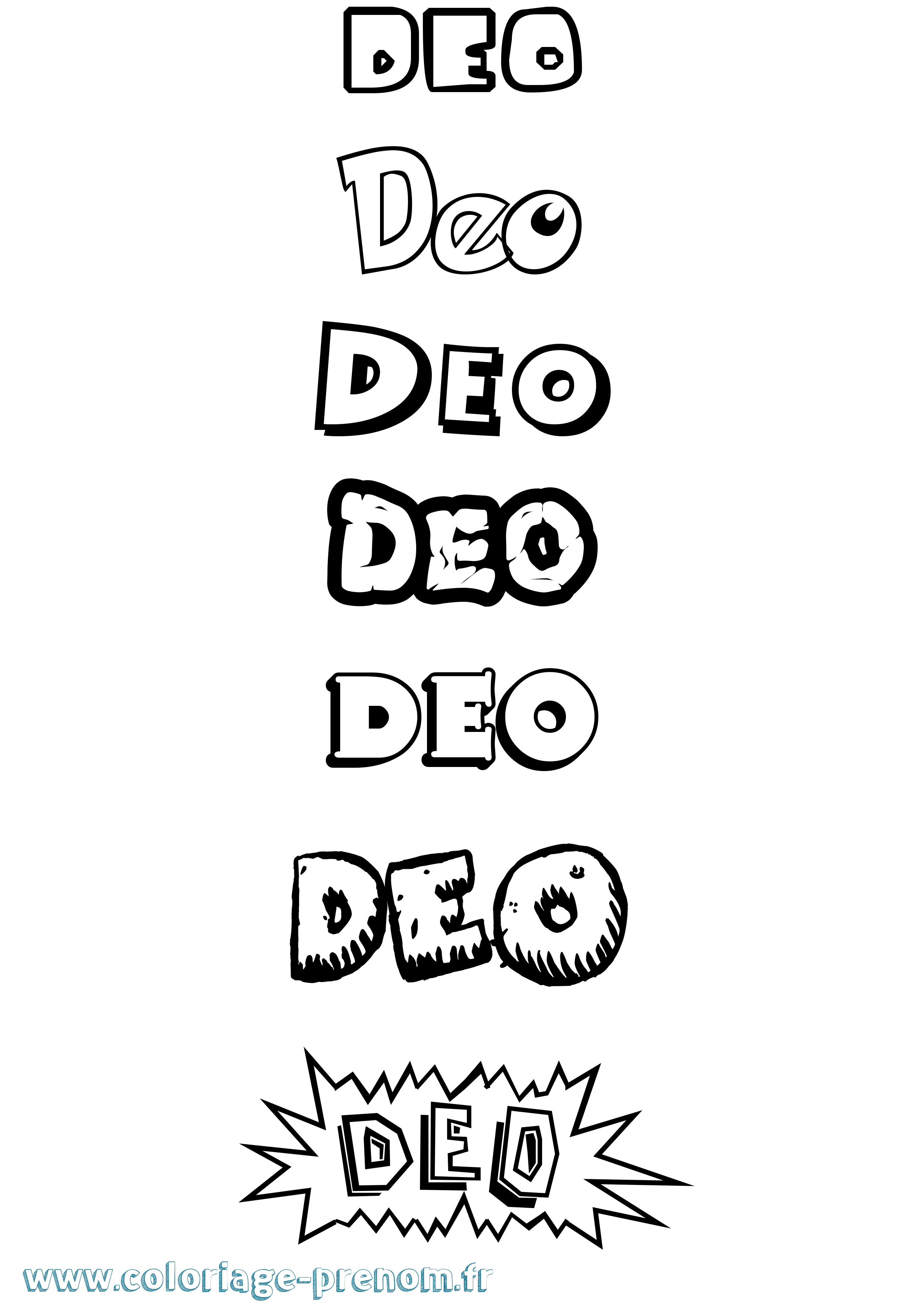 Coloriage Deo Dessin Animé Coloriage prénom Deo Dessin Animé