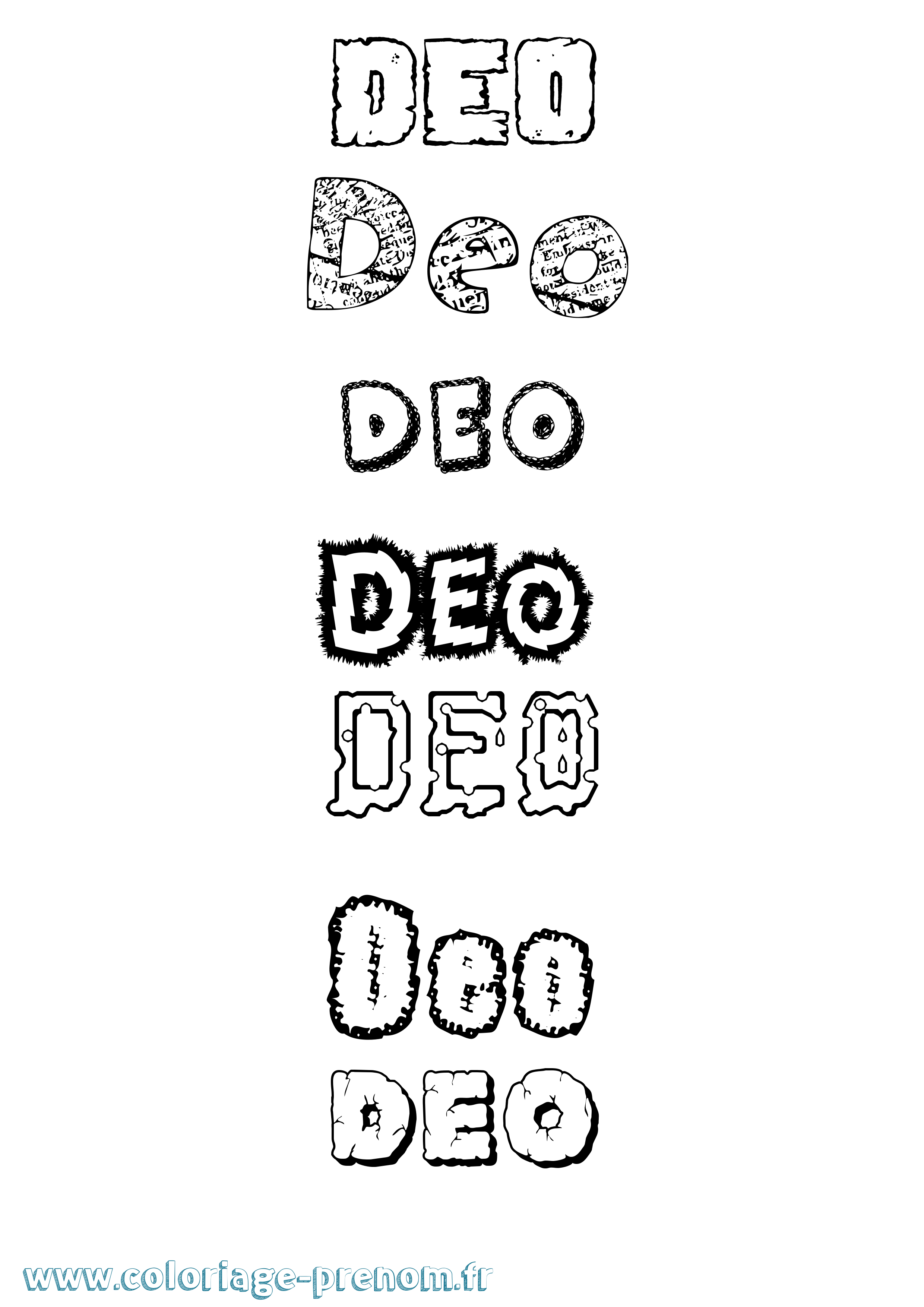 Coloriage Deo Destructuré Coloriage prénom Deo Destructuré