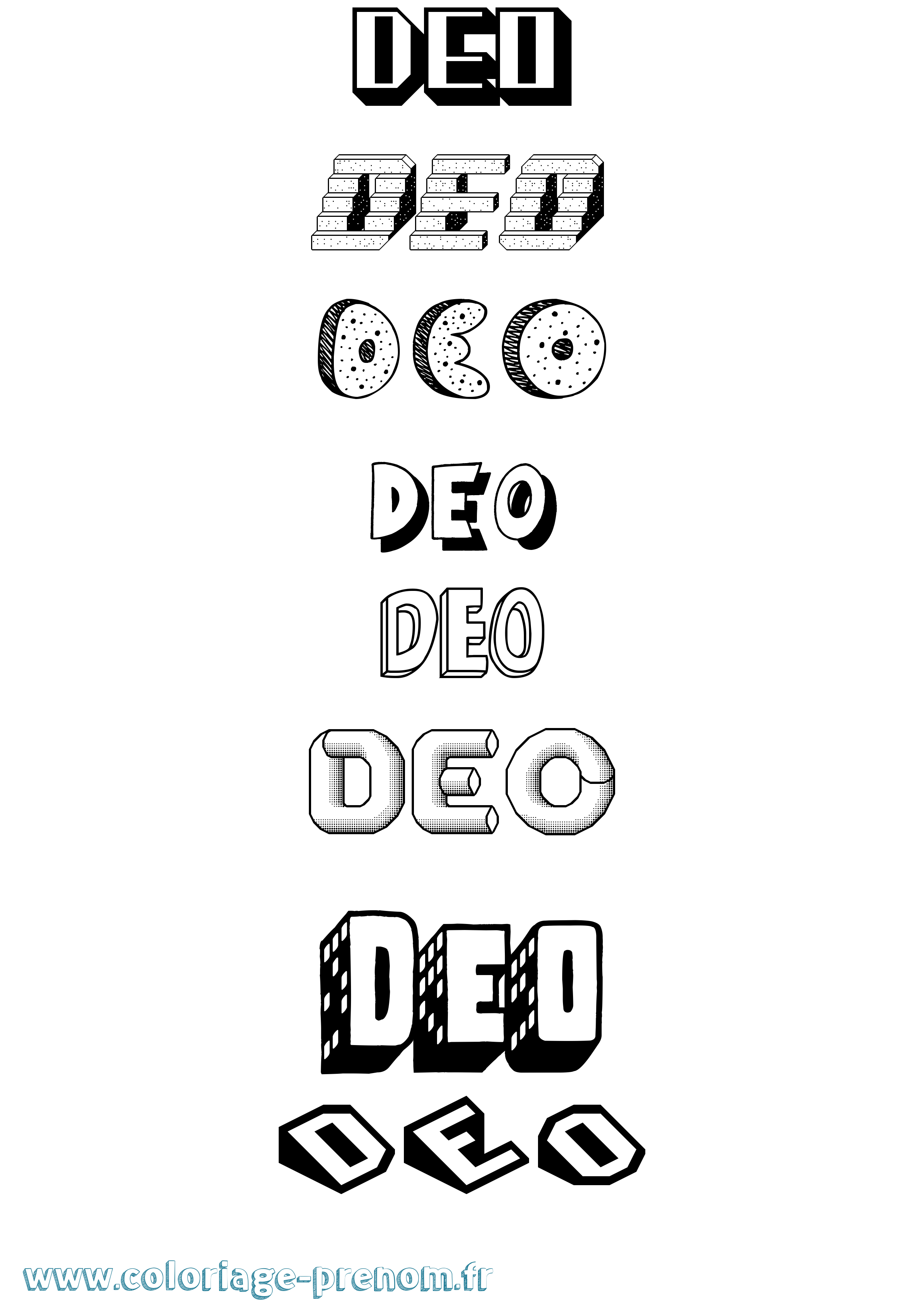 Coloriage Deo Effet 3D Coloriage prénom Deo Effet 3D