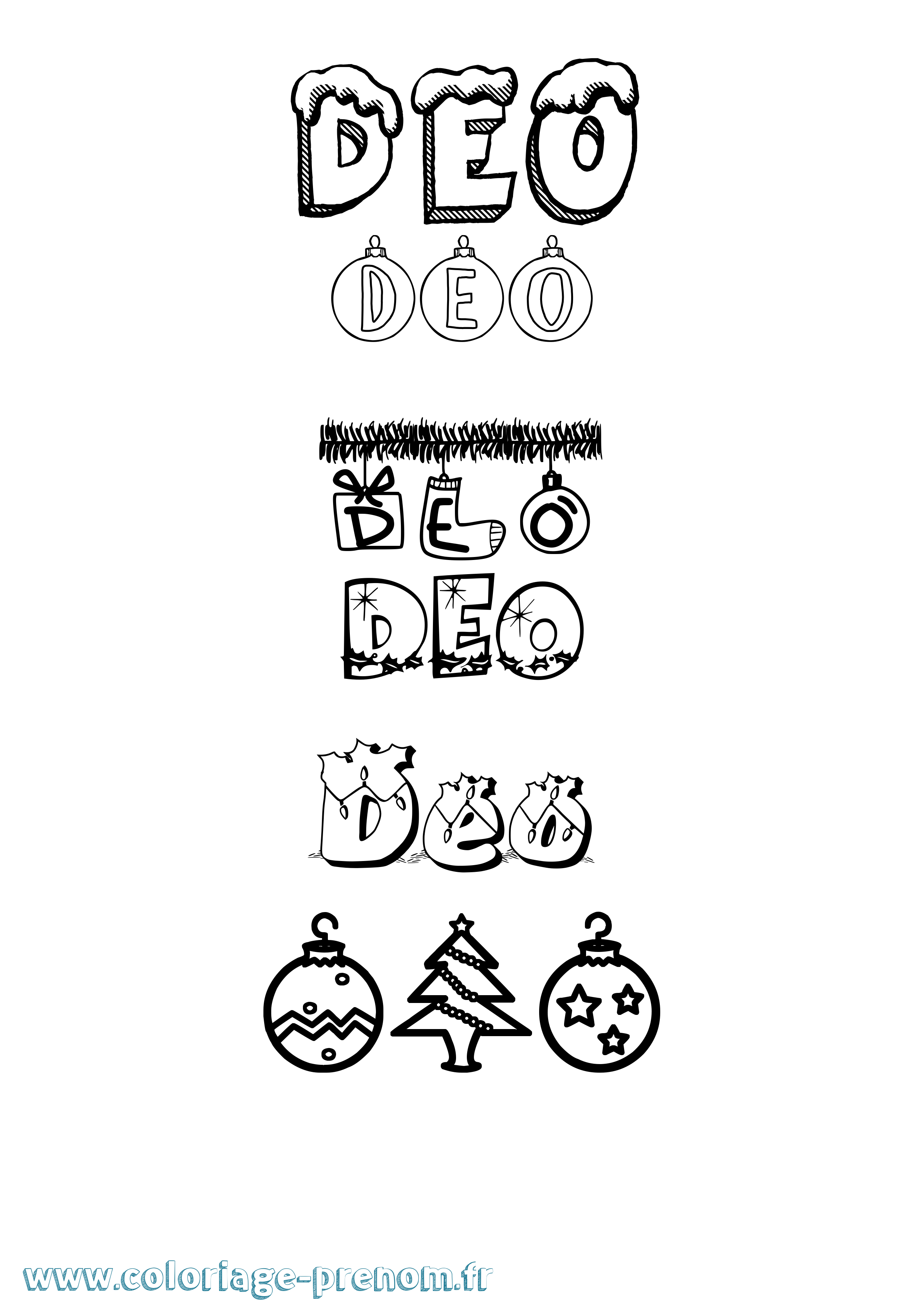 Coloriage Deo Noël Coloriage prénom Deo Noël
