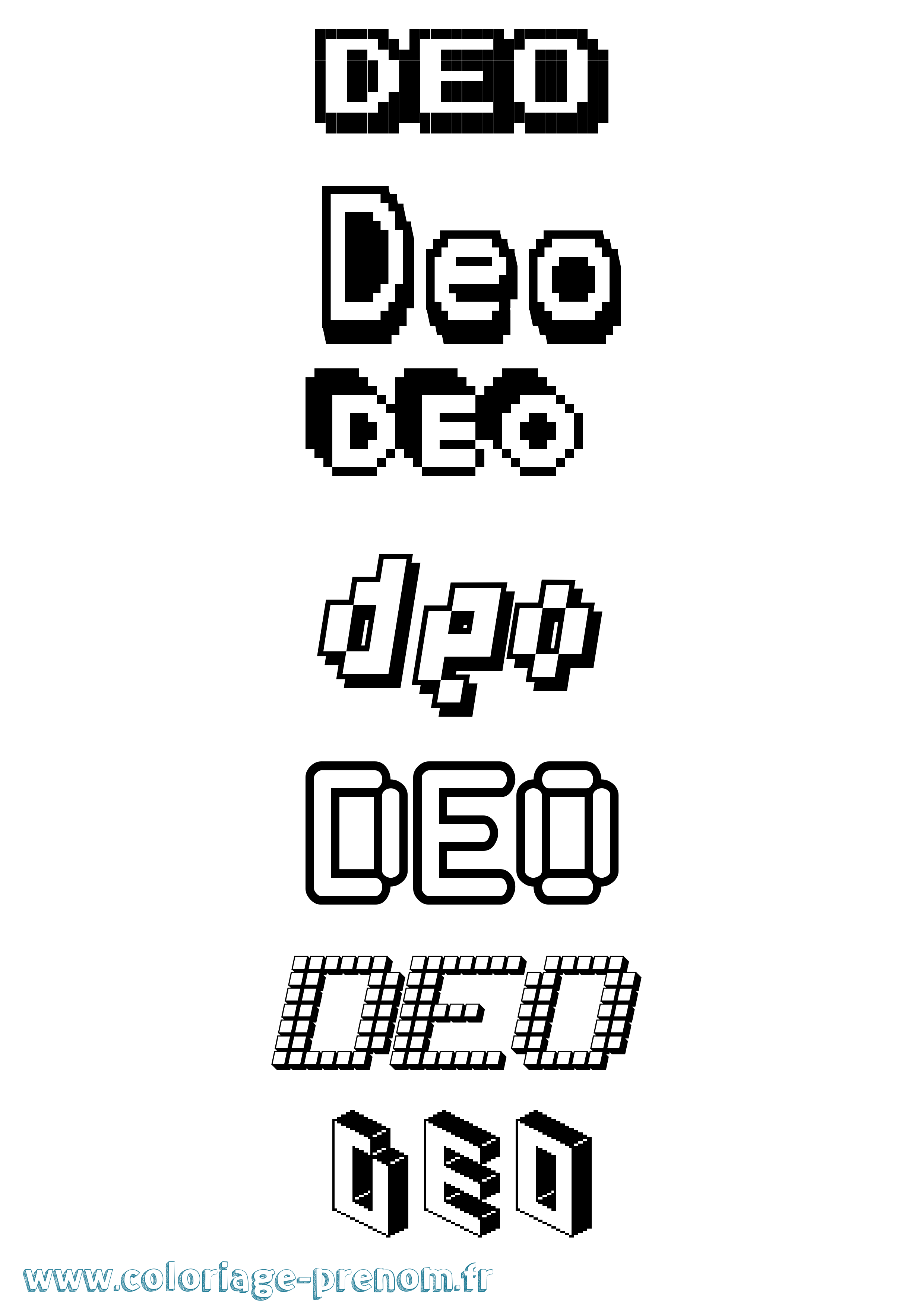 Coloriage Deo Pixel Coloriage prénom Deo Pixel