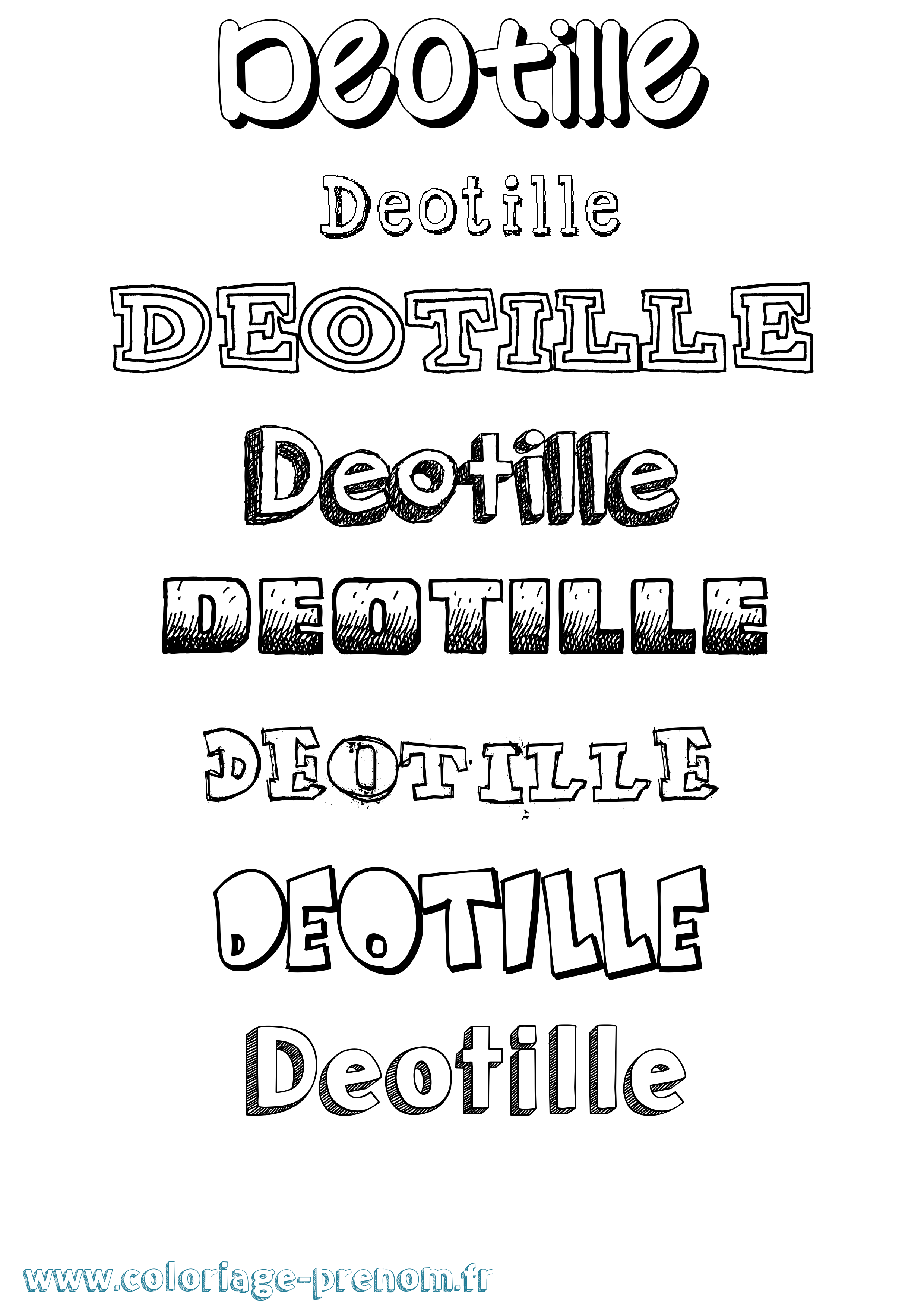 Coloriage prénom Deotille Dessiné