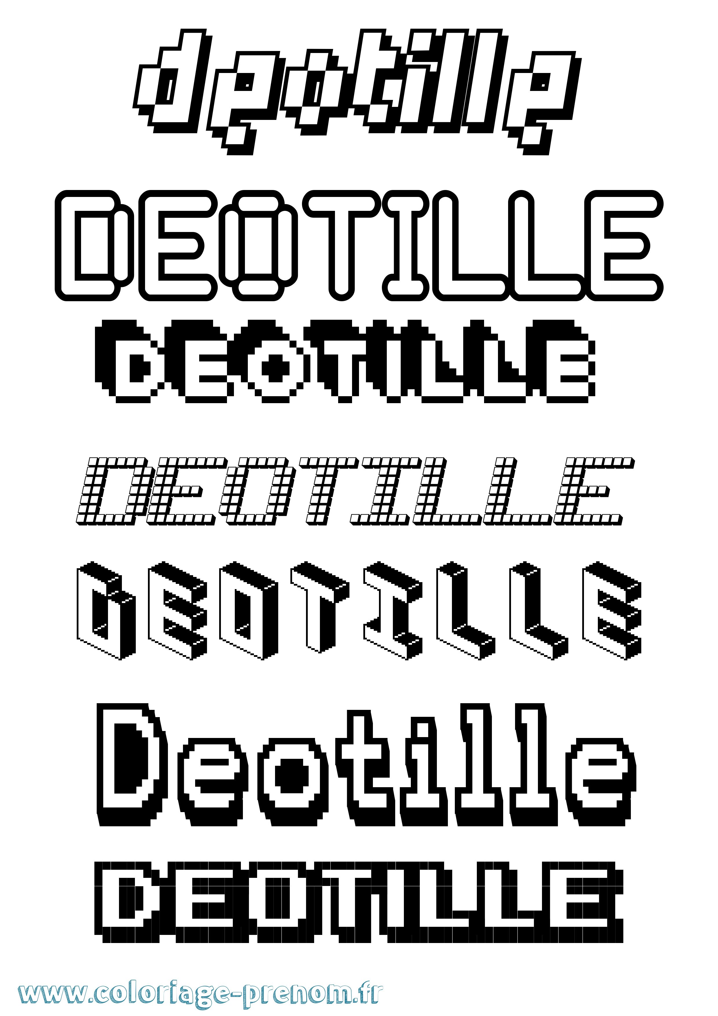 Coloriage prénom Deotille Pixel