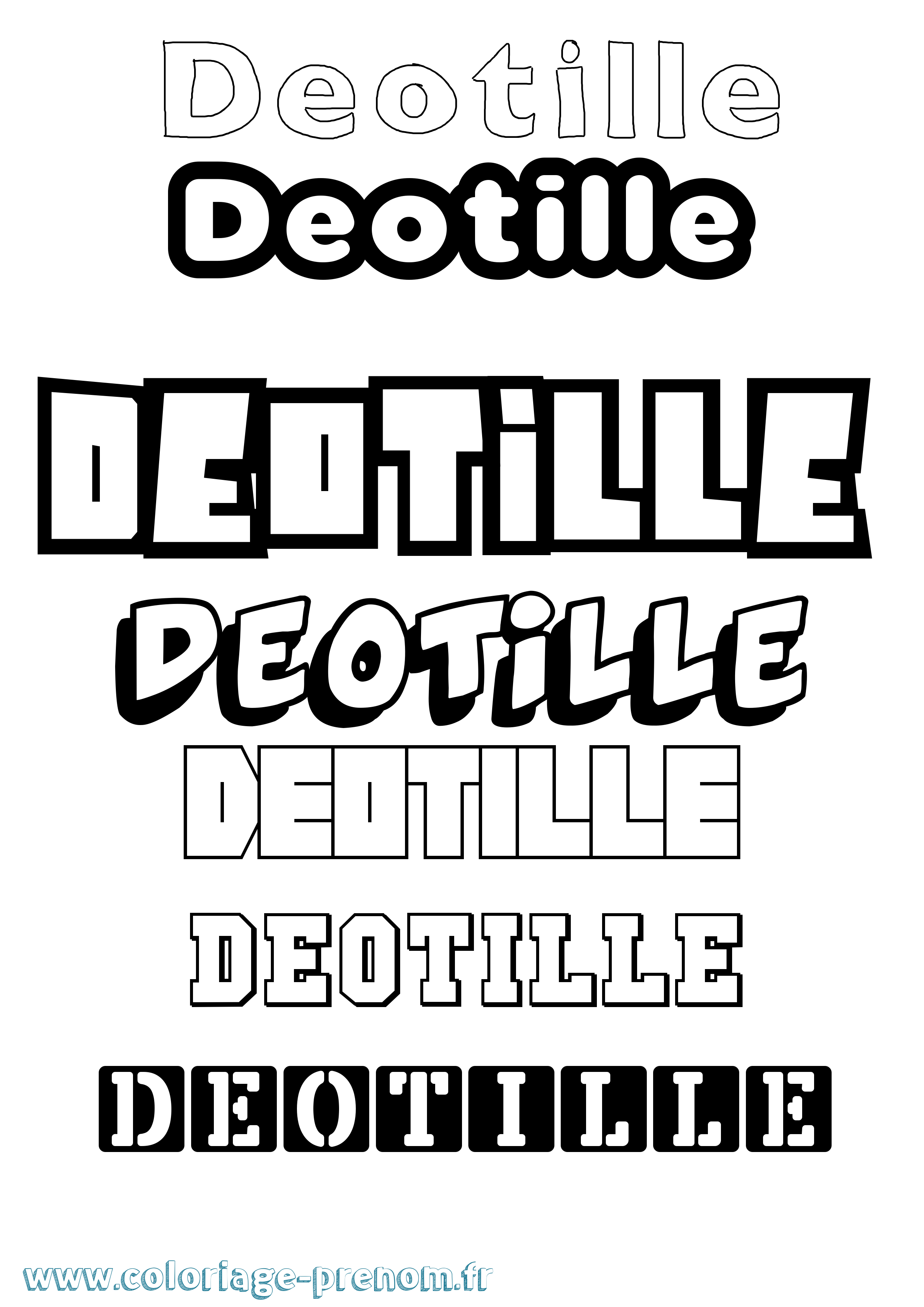 Coloriage prénom Deotille Simple