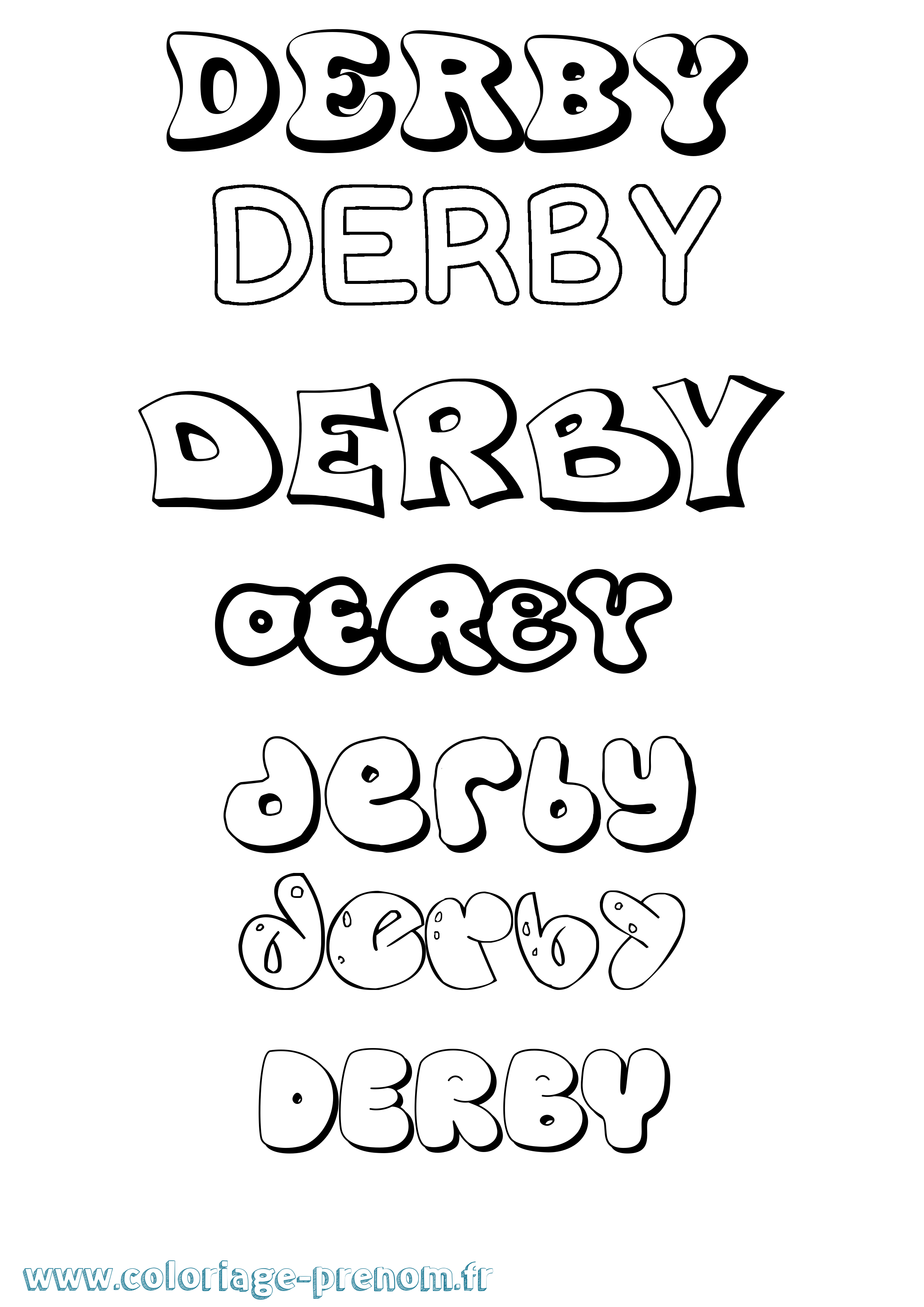 Coloriage prénom Derby Bubble