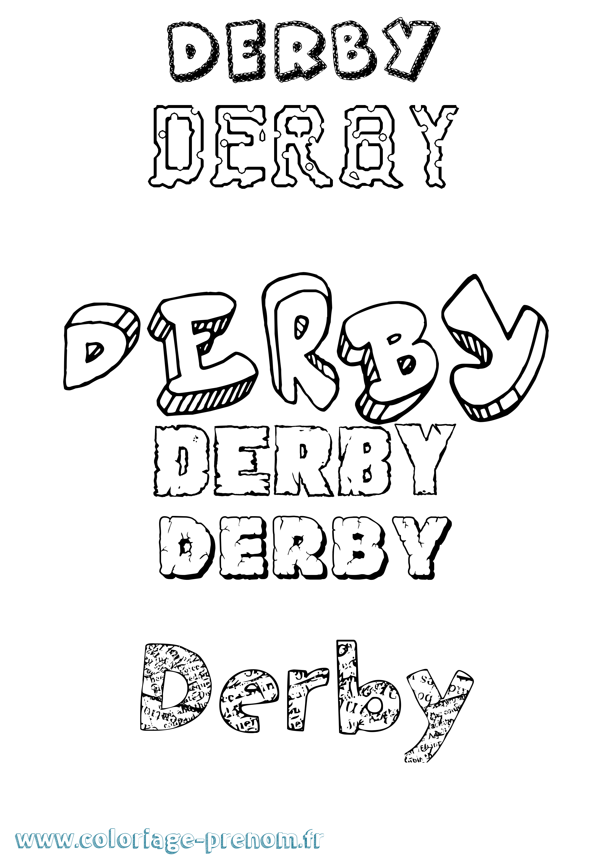 Coloriage prénom Derby Destructuré