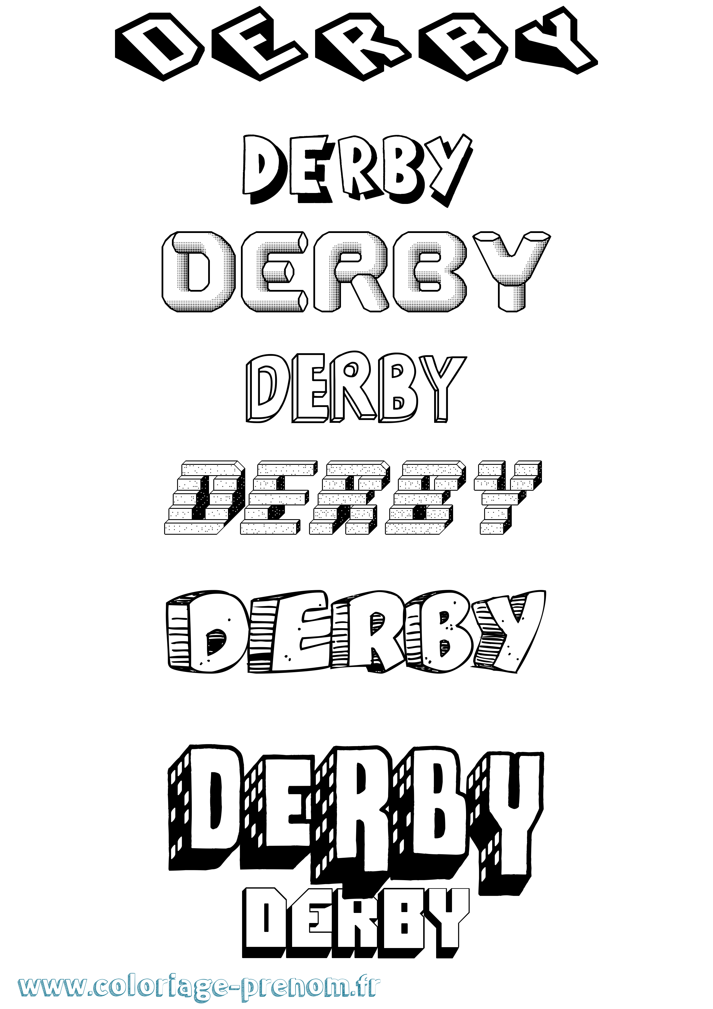 Coloriage prénom Derby Effet 3D
