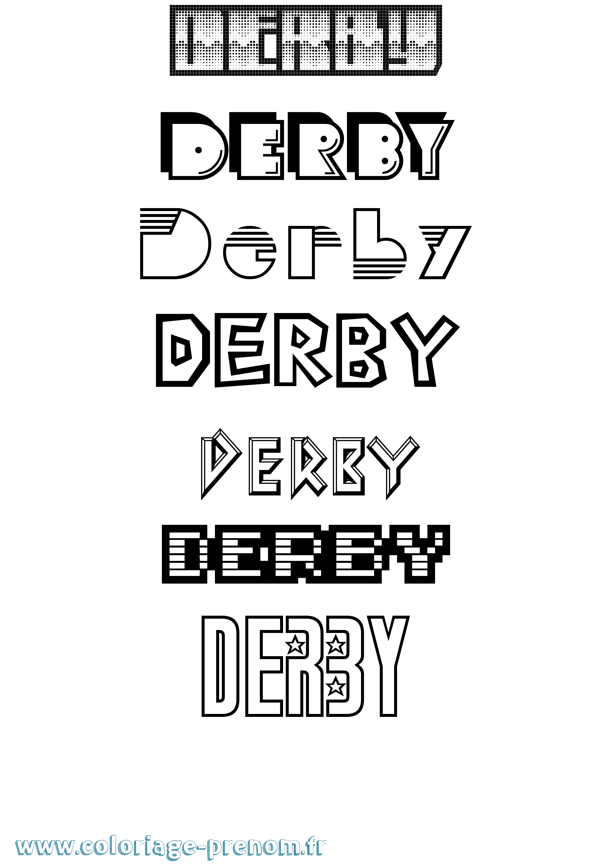 Coloriage prénom Derby Jeux Vidéos