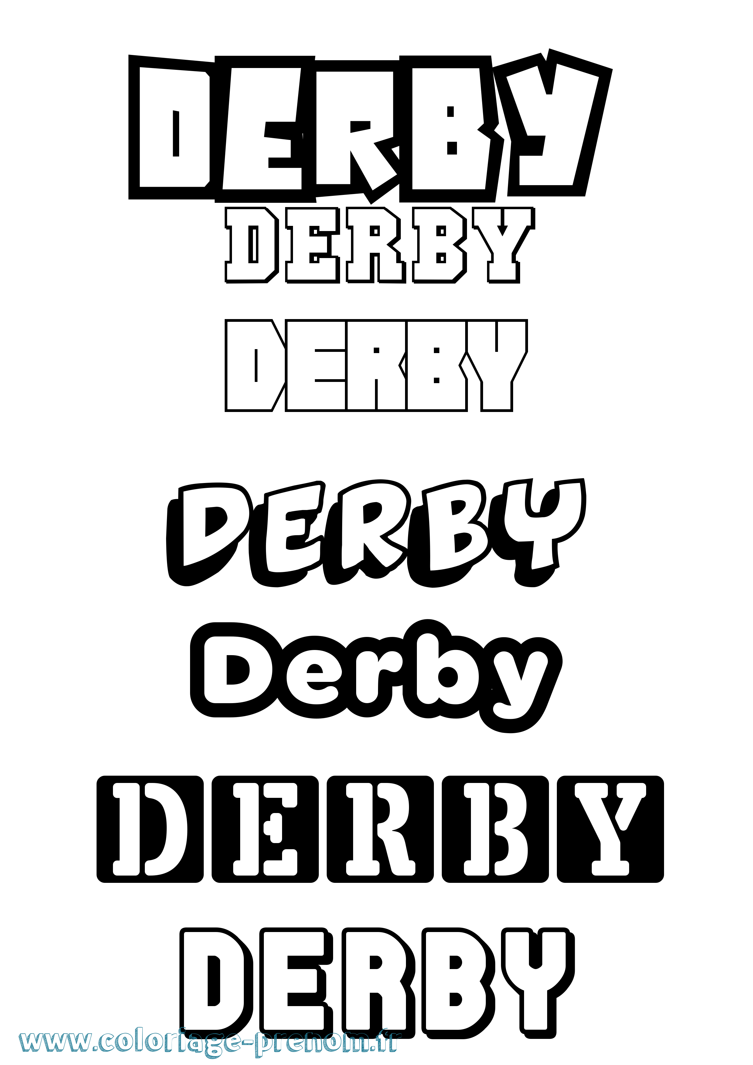 Coloriage prénom Derby Simple
