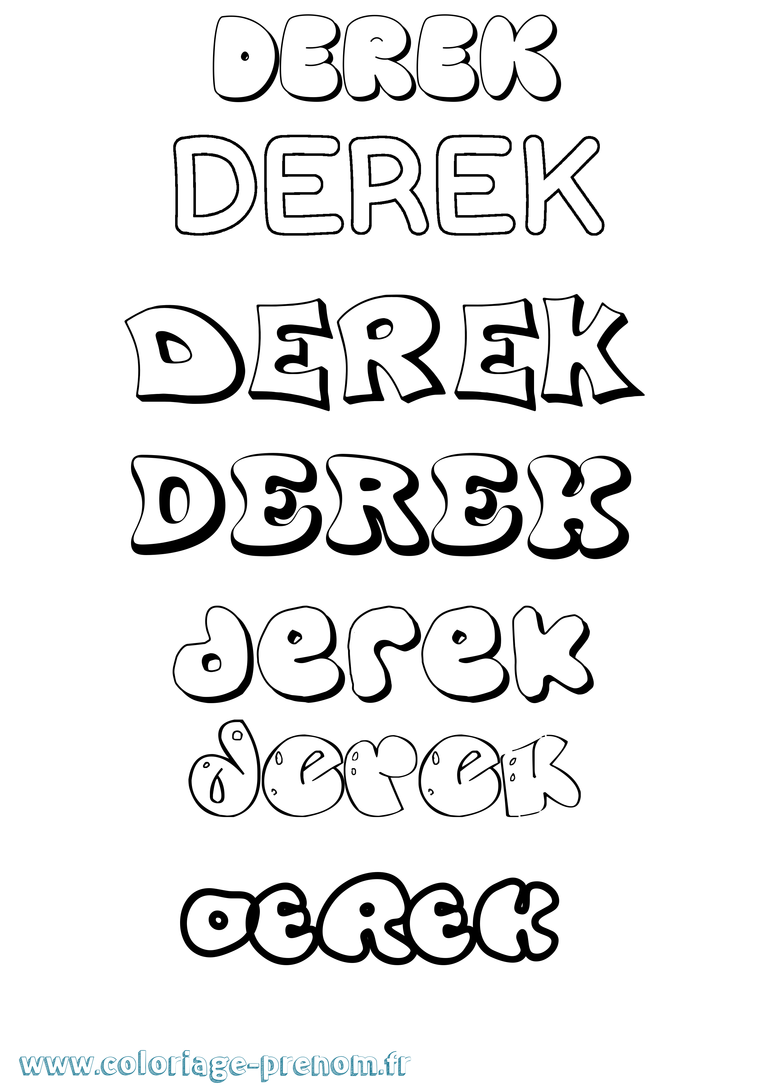 Coloriage prénom Derek Bubble