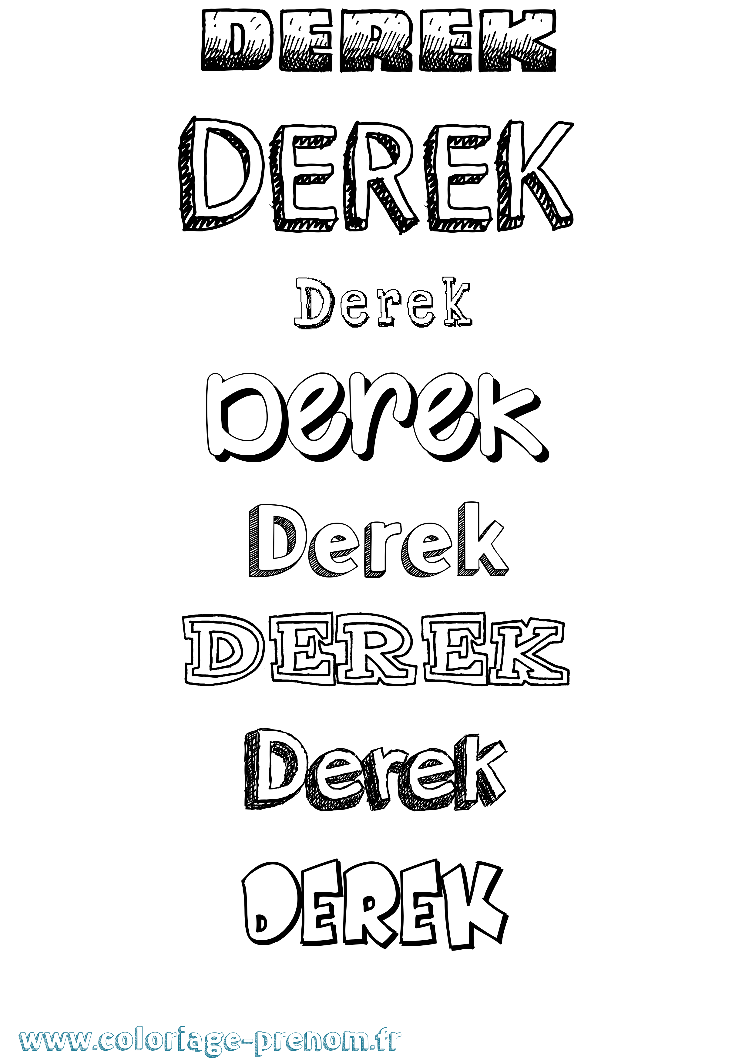 Coloriage prénom Derek Dessiné