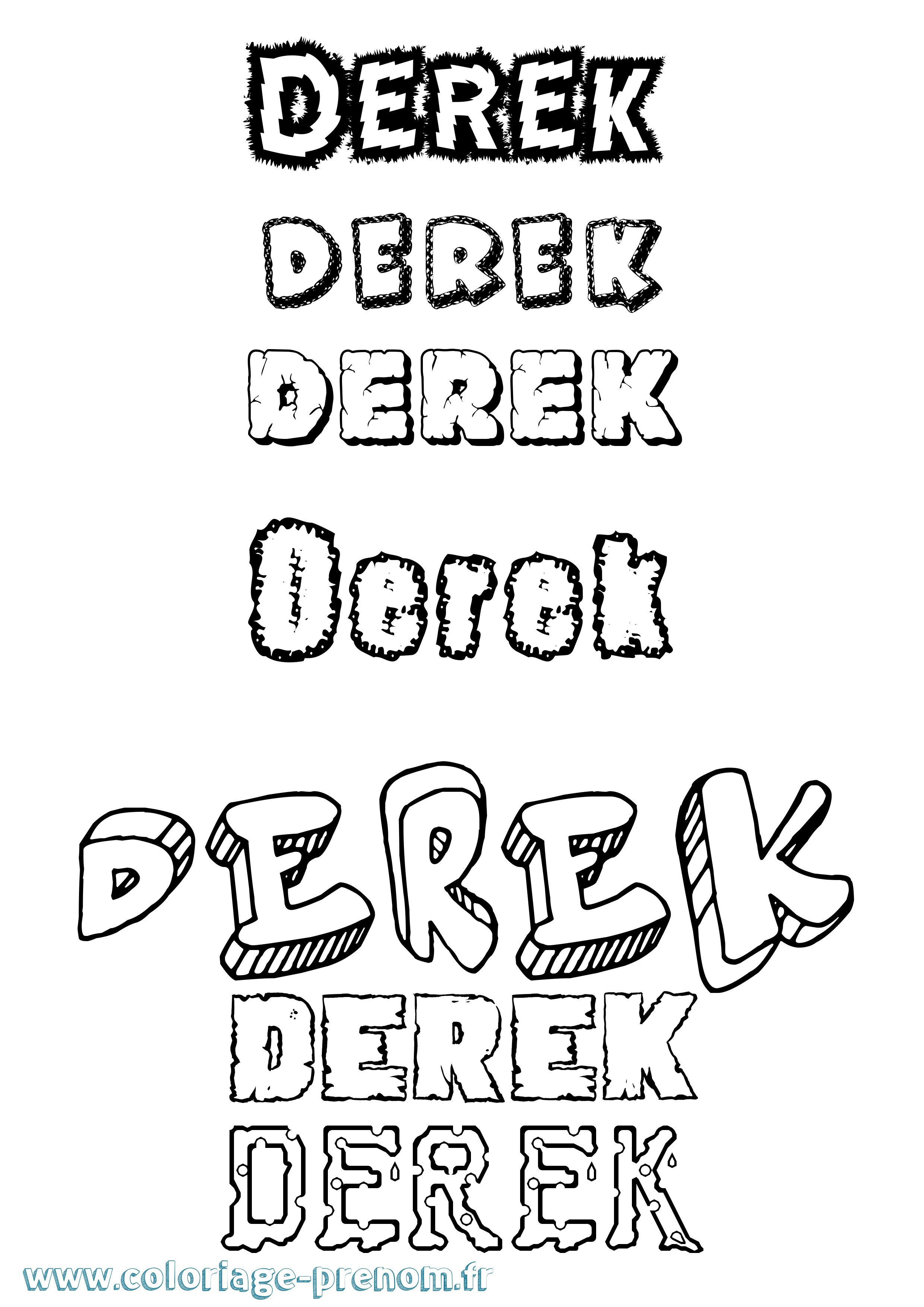 Coloriage prénom Derek Destructuré