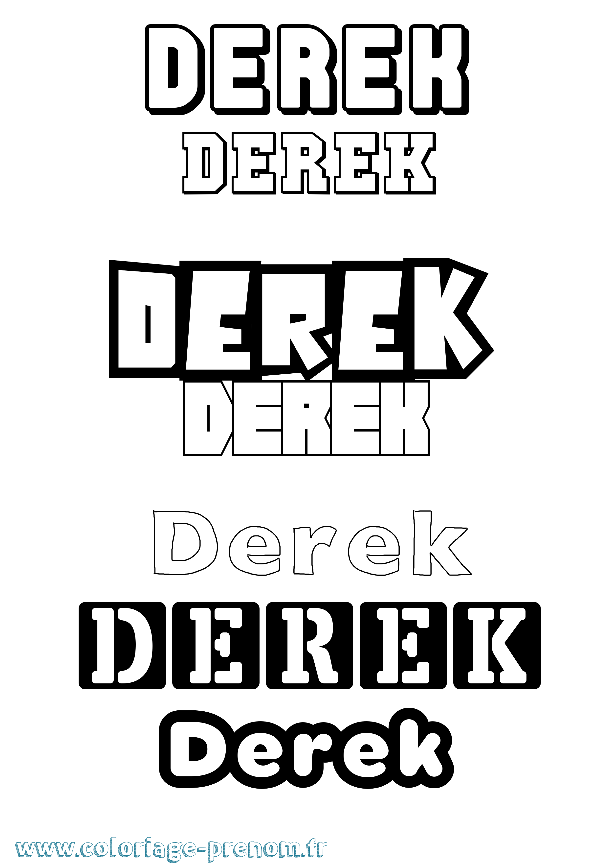 Coloriage prénom Derek Simple