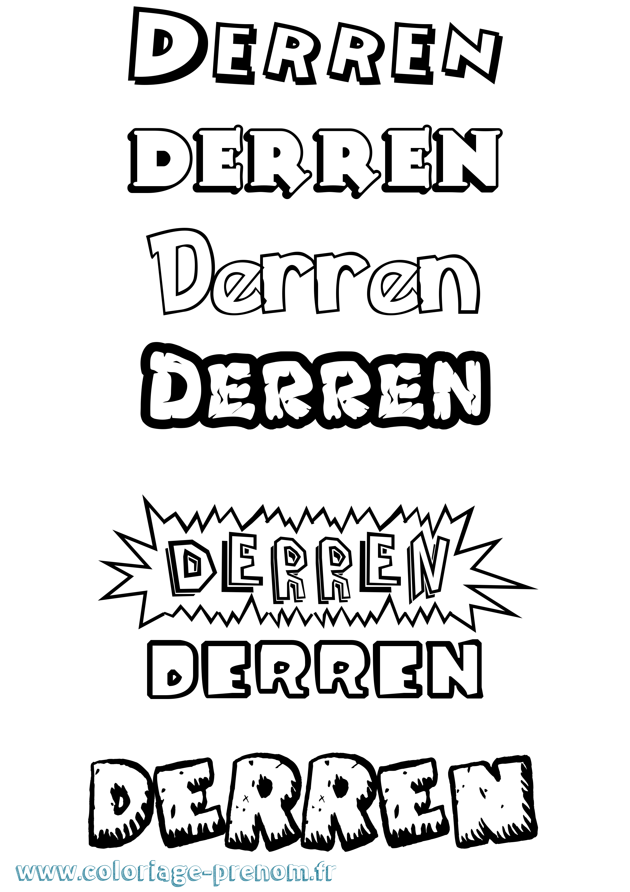 Coloriage prénom Derren Dessin Animé