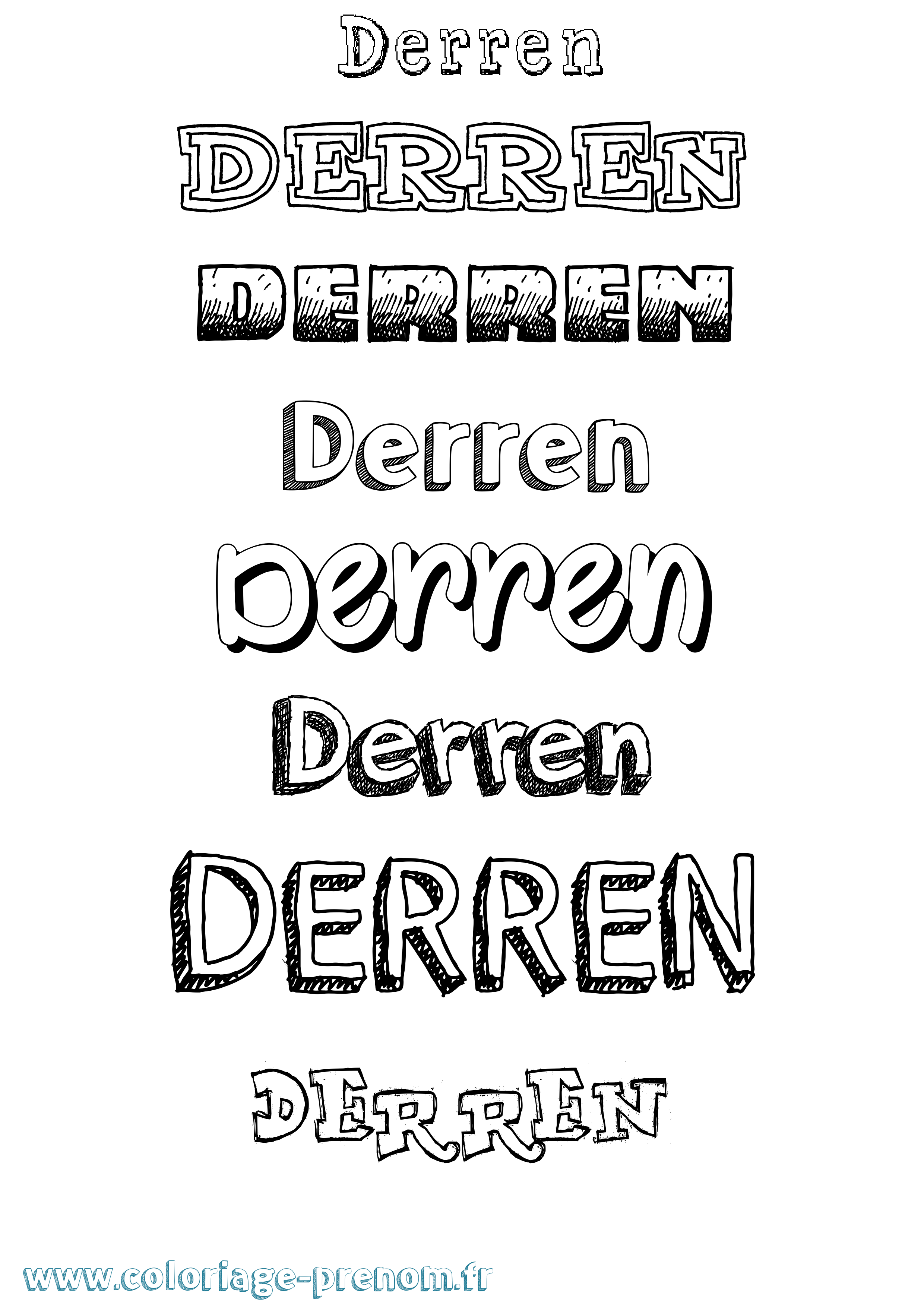 Coloriage prénom Derren Dessiné