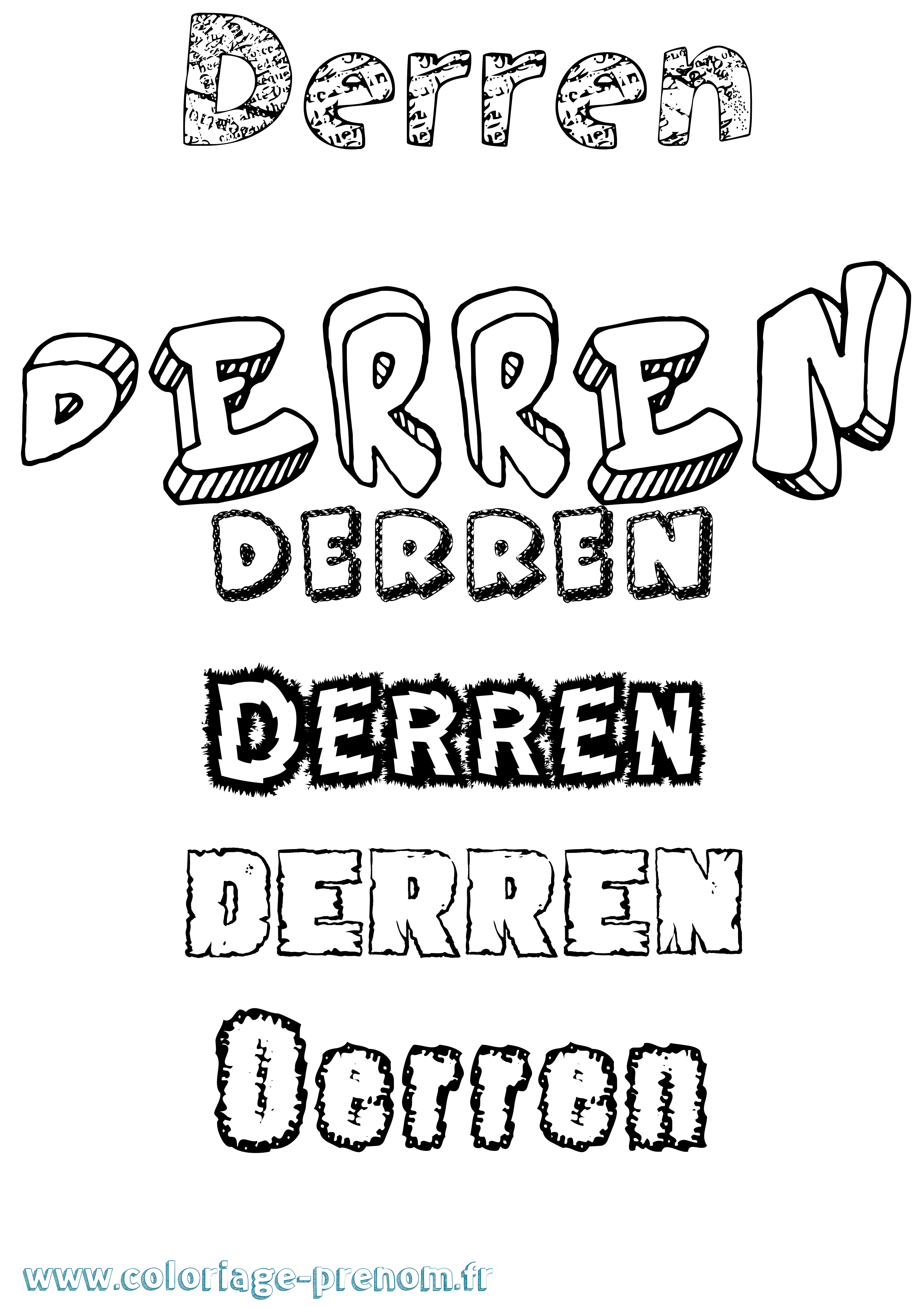 Coloriage prénom Derren Destructuré