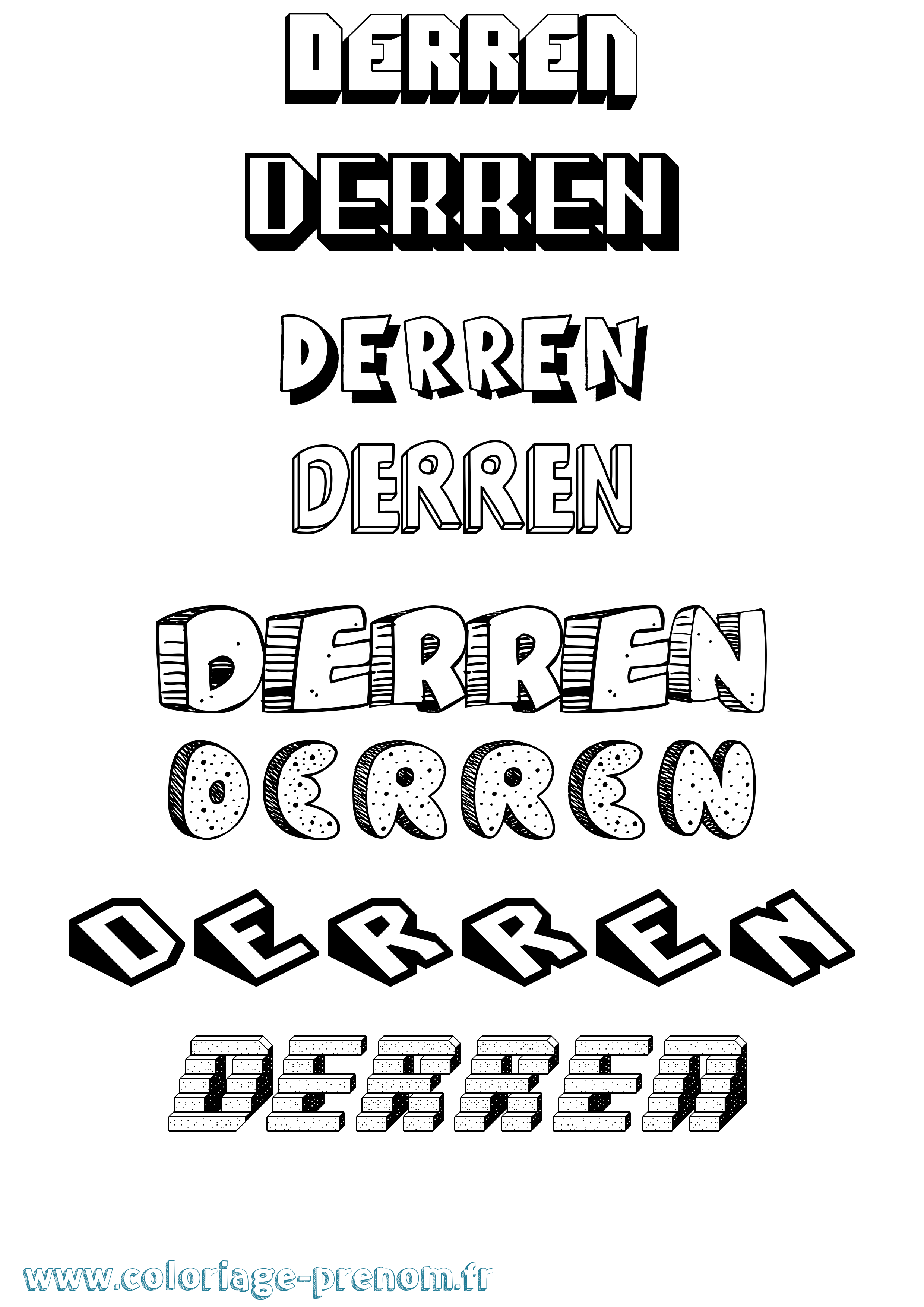 Coloriage prénom Derren Effet 3D