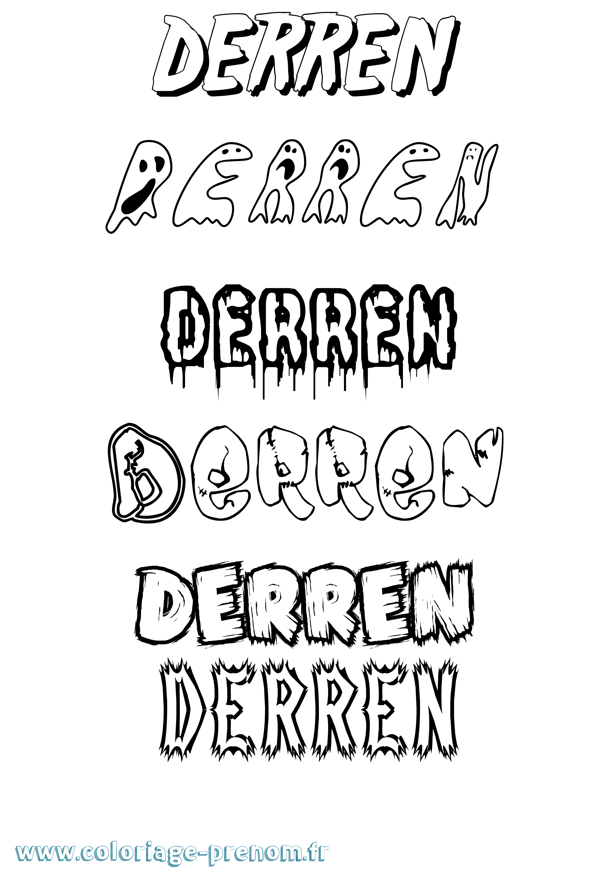 Coloriage prénom Derren Frisson