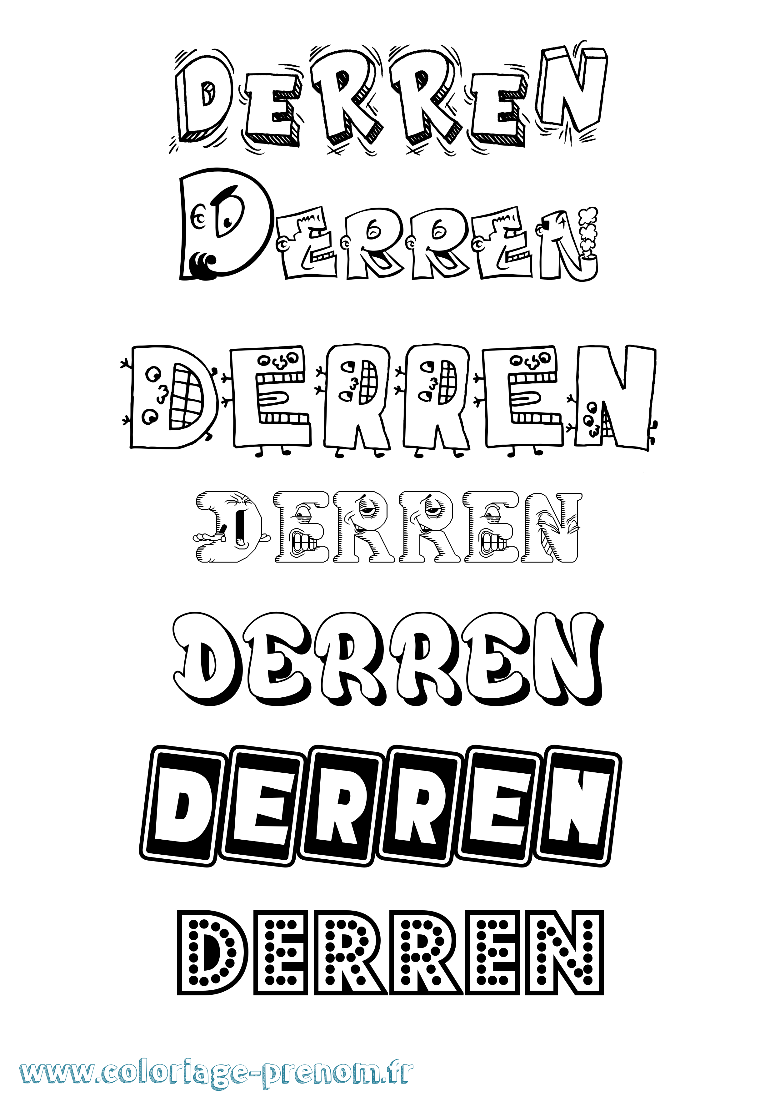 Coloriage prénom Derren Fun