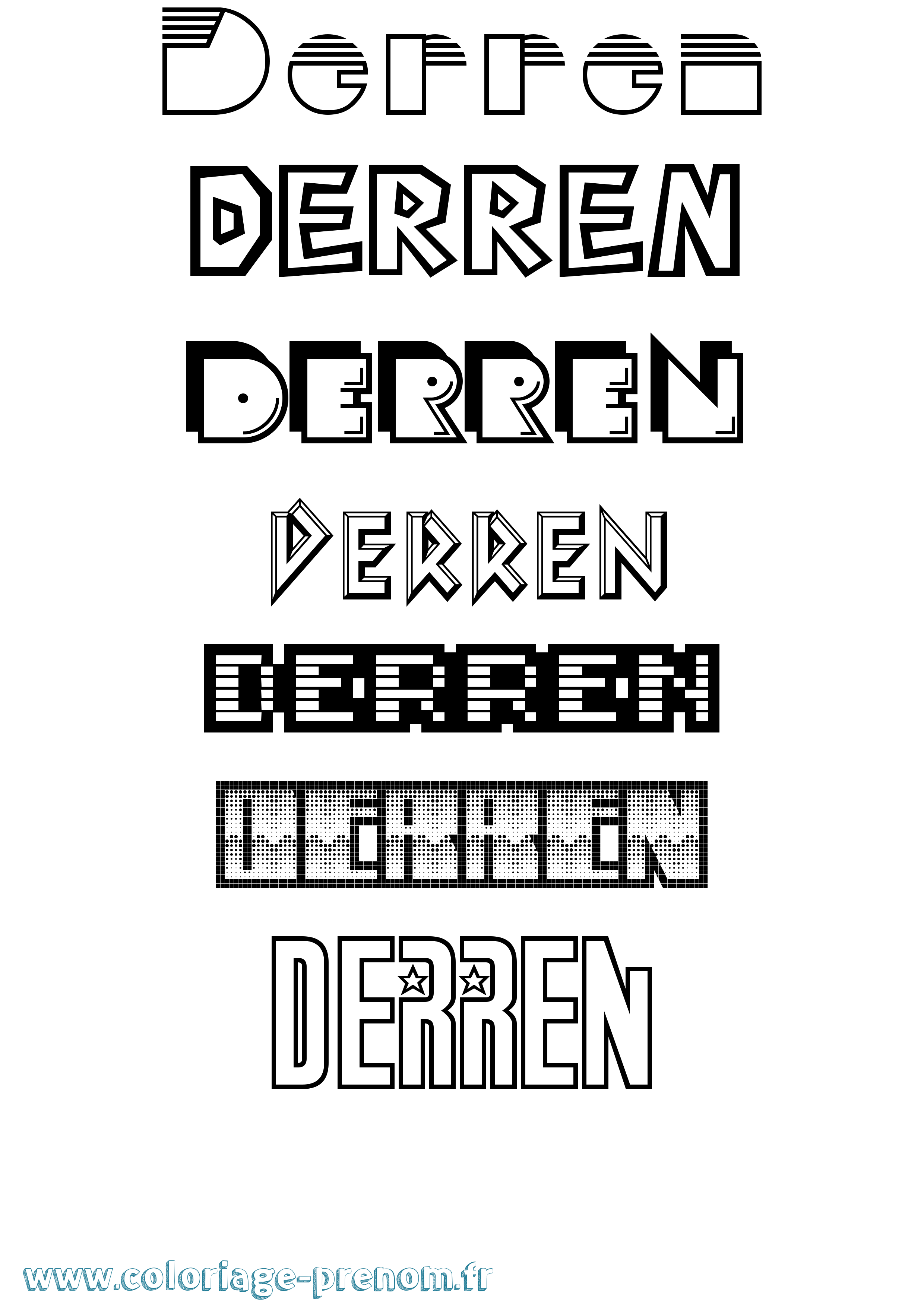 Coloriage prénom Derren Jeux Vidéos